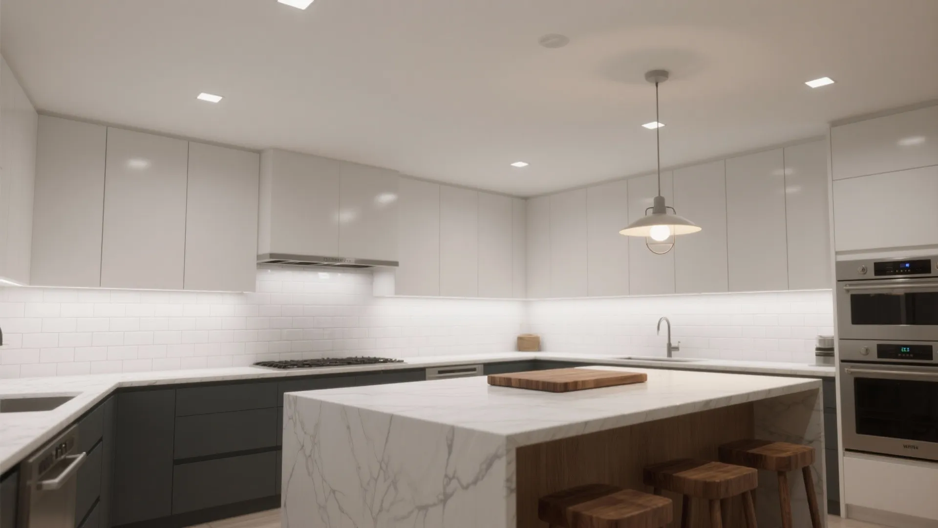 3. Recessed ceiling lights for minimalist kitchens