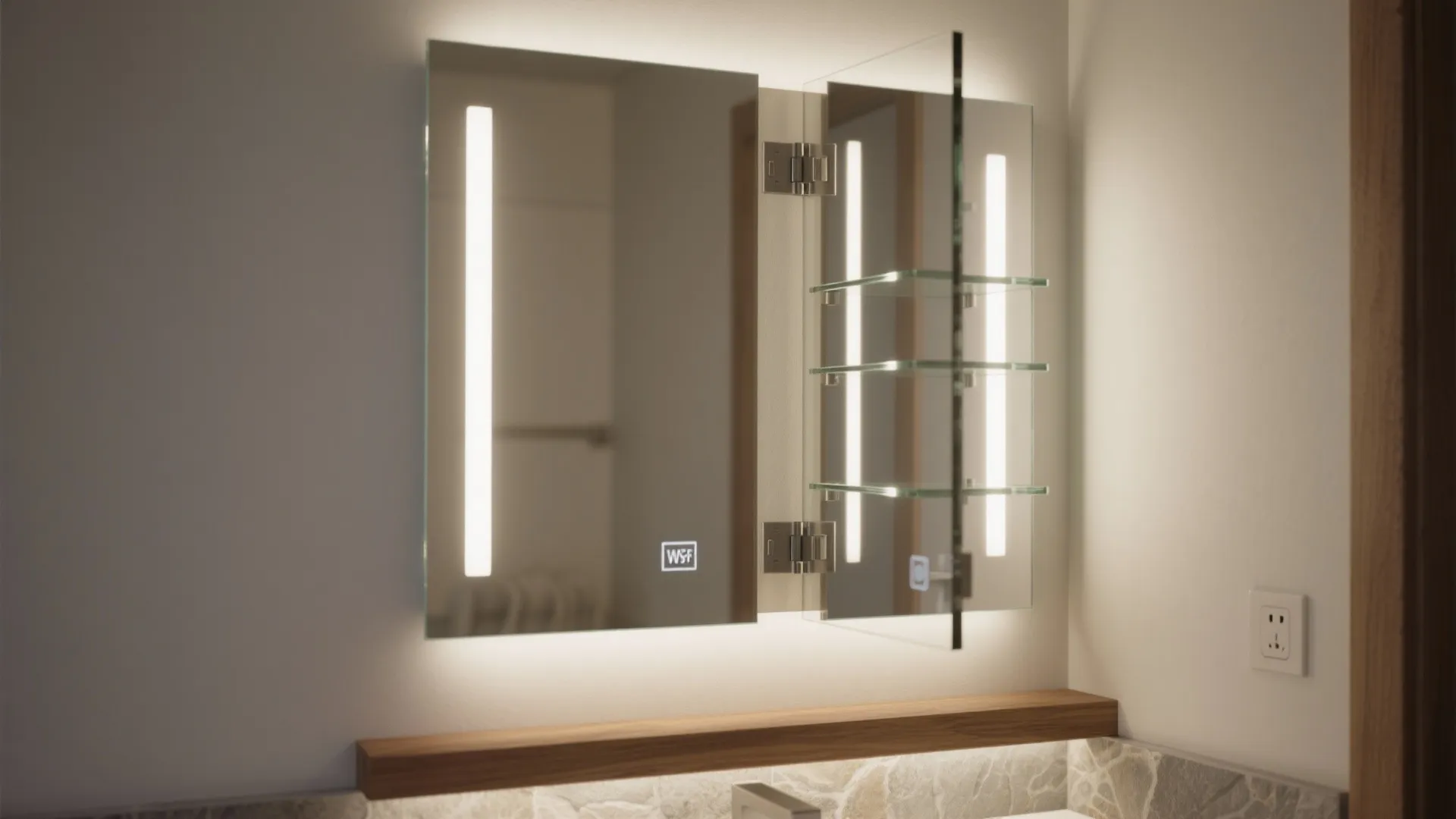 Recessed Mirrored Cabinets With Integrated Lighting