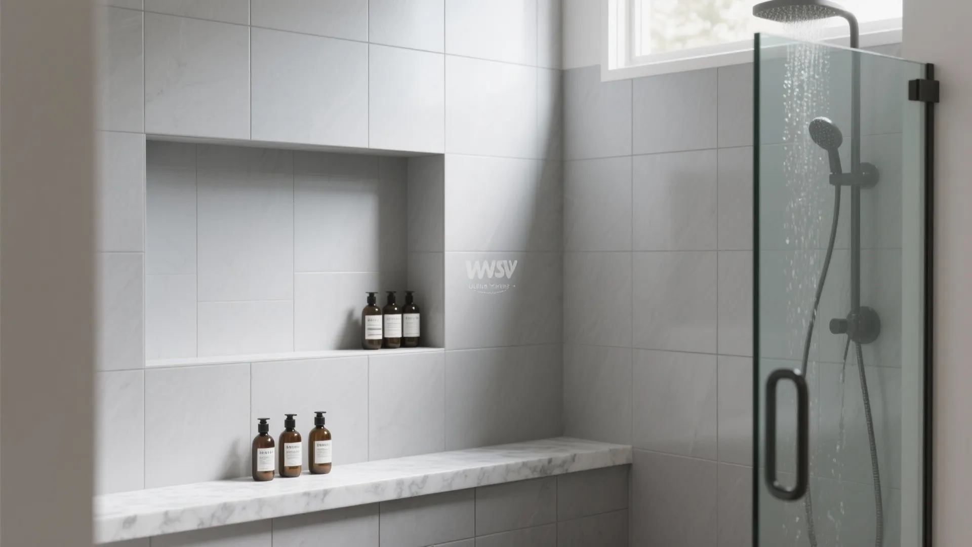 Recessed Shower Niche with Mitered Tile Edges