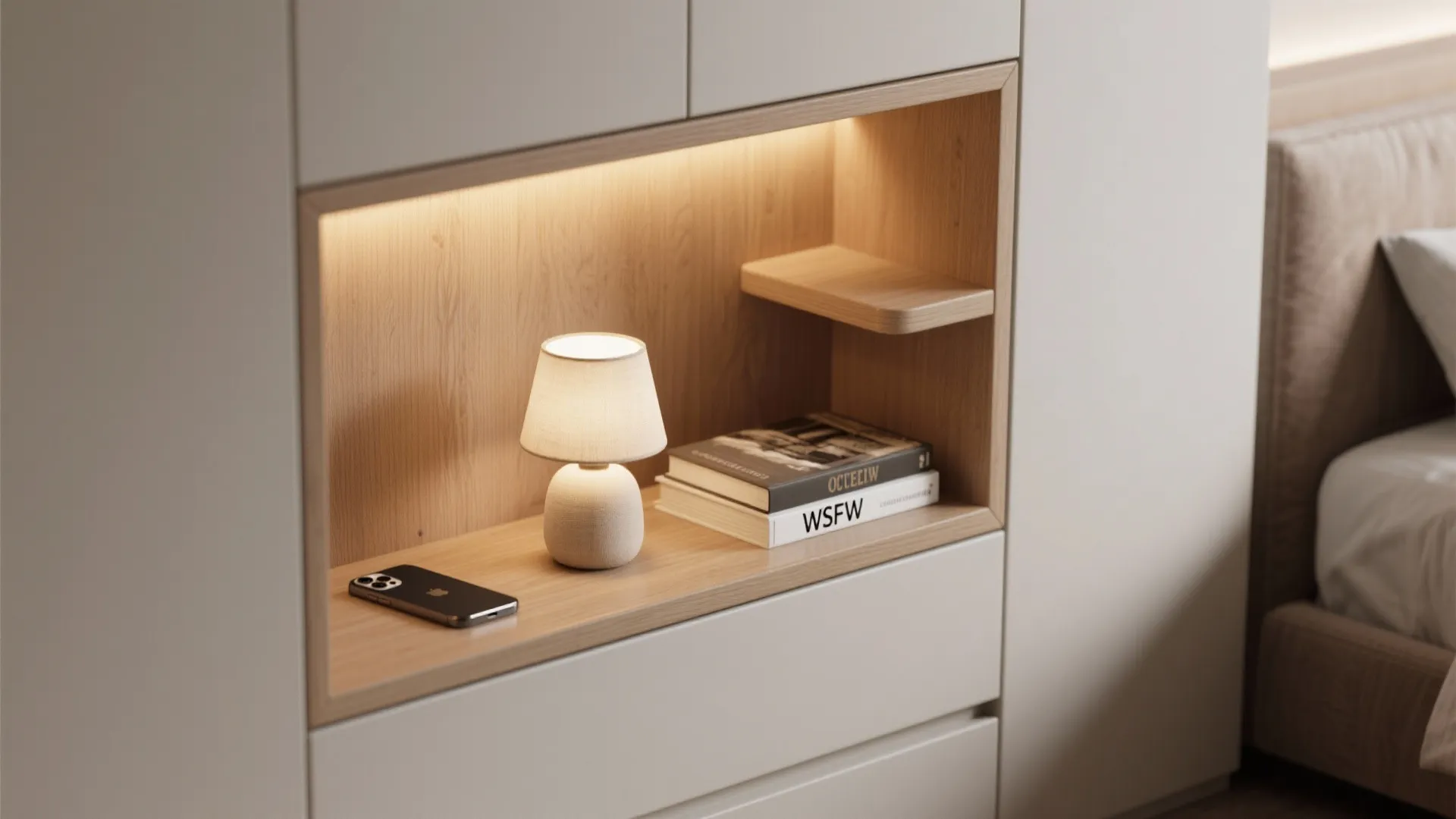 5. Recessed niches and bedside cubbies