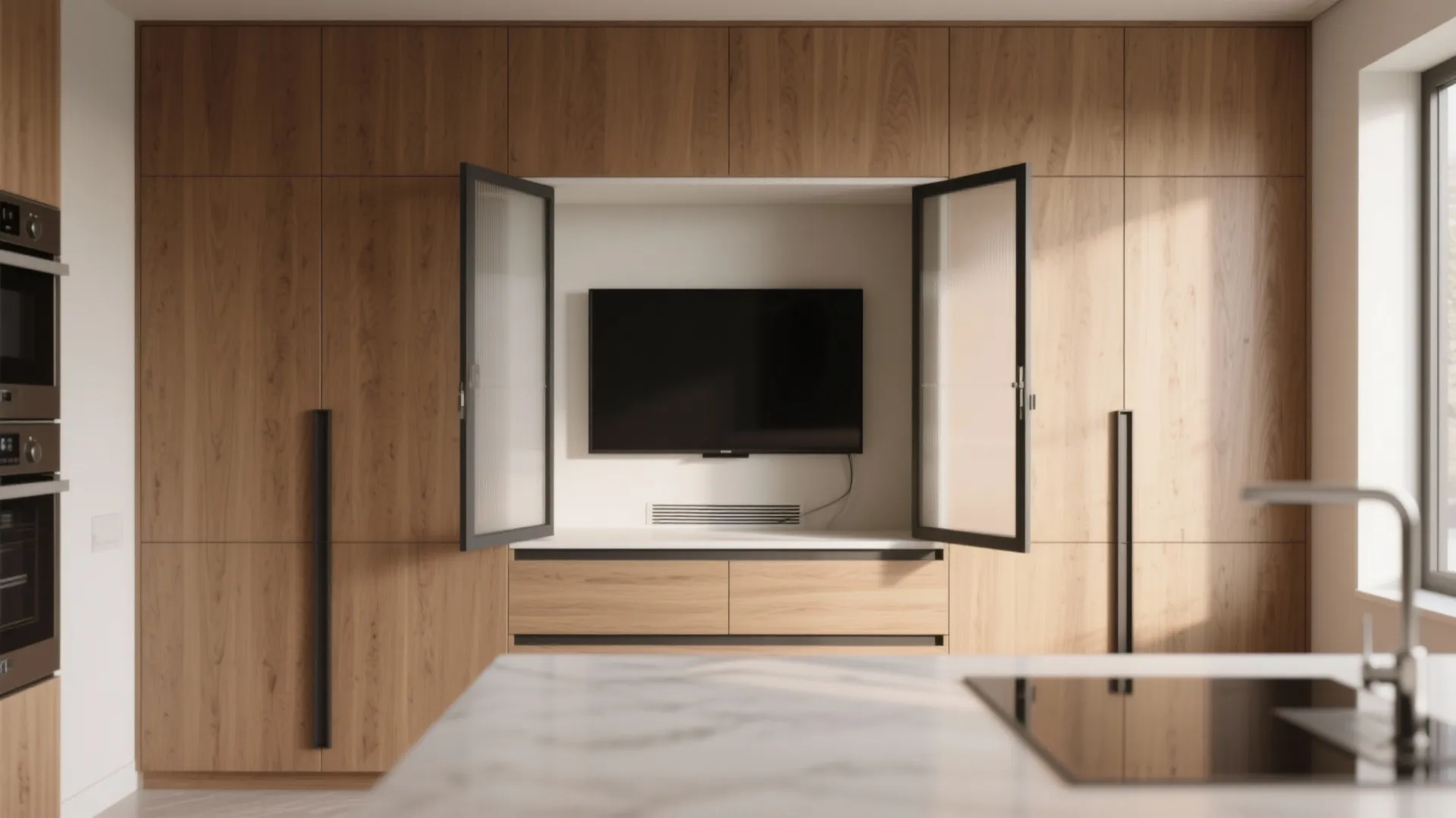 3. Recessed niche with sliding doors