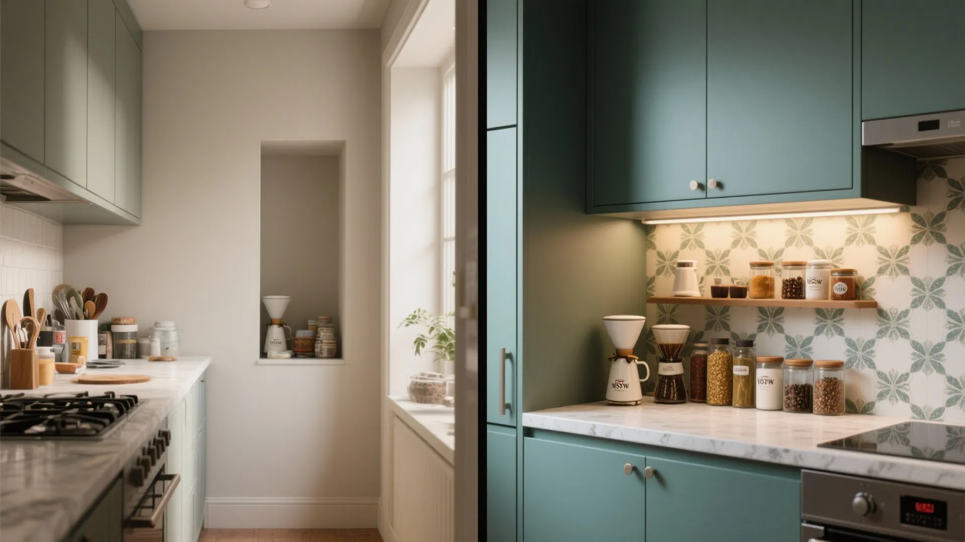 4. Slim storage cabinets and recessed niches