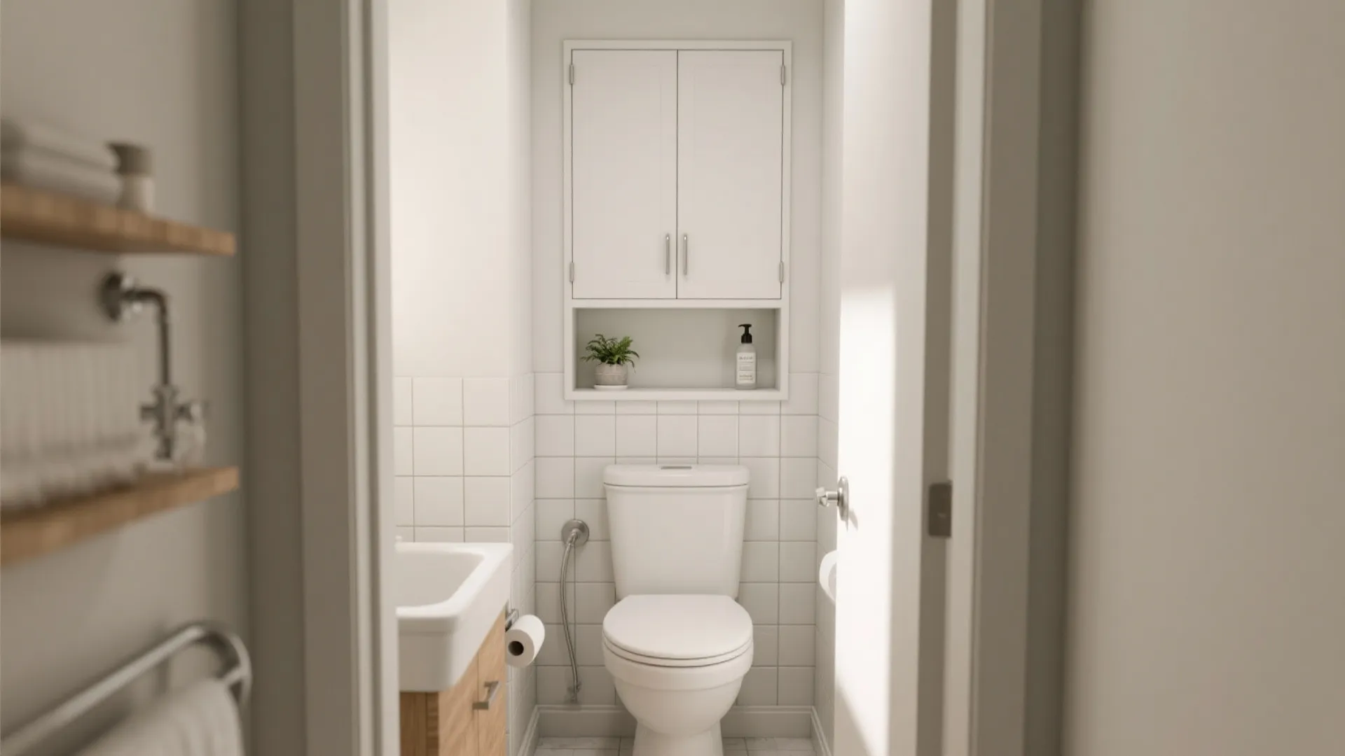 Recessed Niche Cupboard Above the Toilet