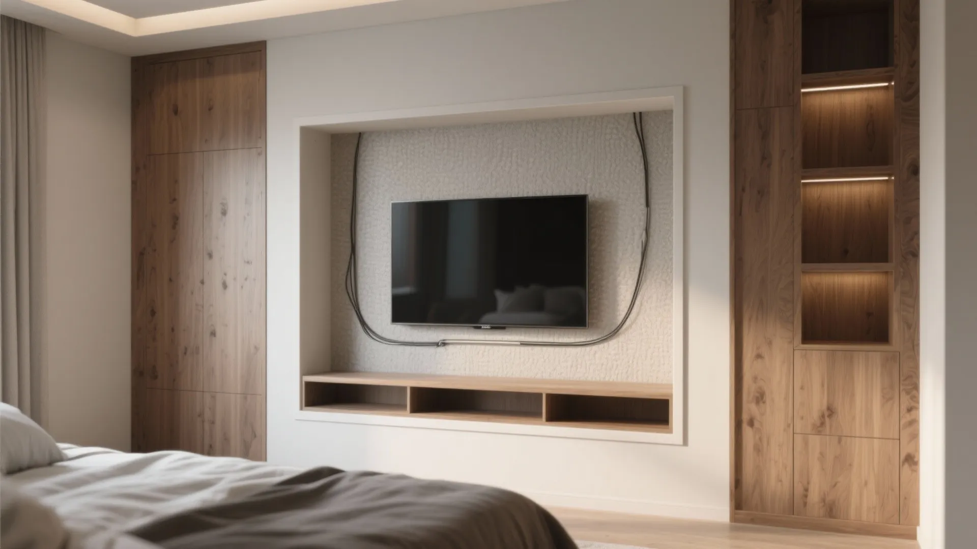 1. Recessed niche with paneling and concealed wiring