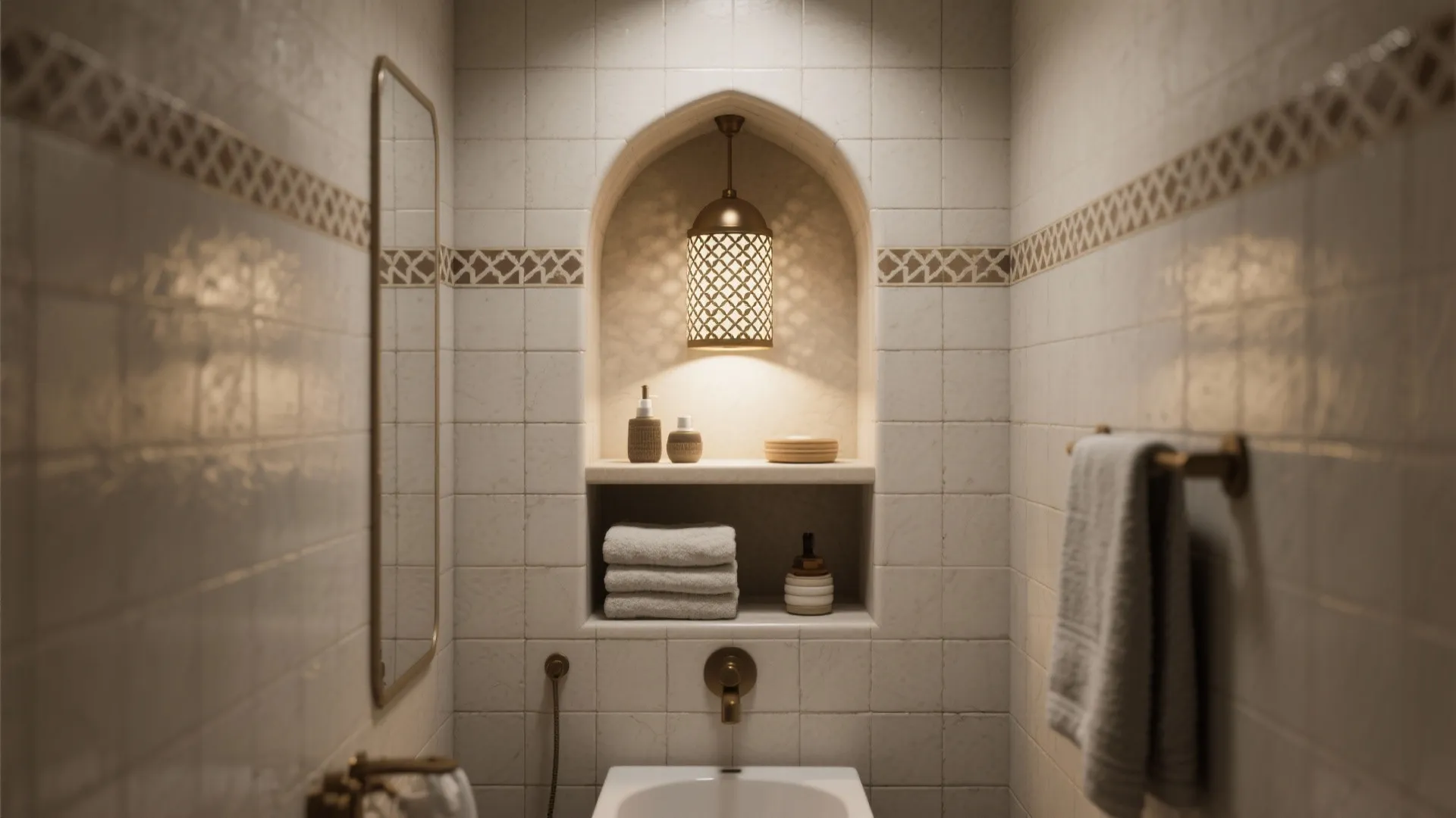 4. Recessed Niche Lamps with Moroccan Grilles