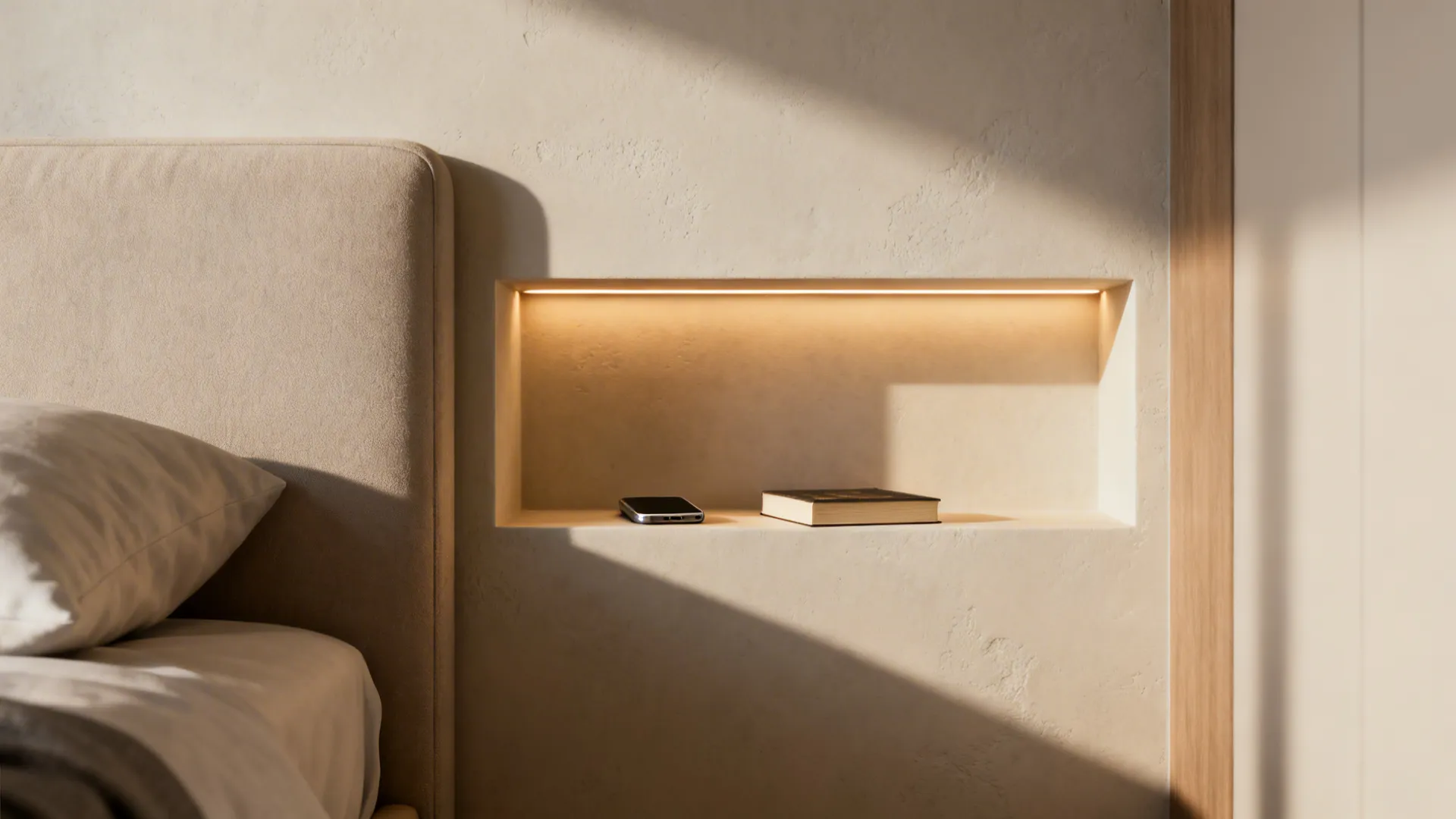 5. Built-in niches and recessed lighting