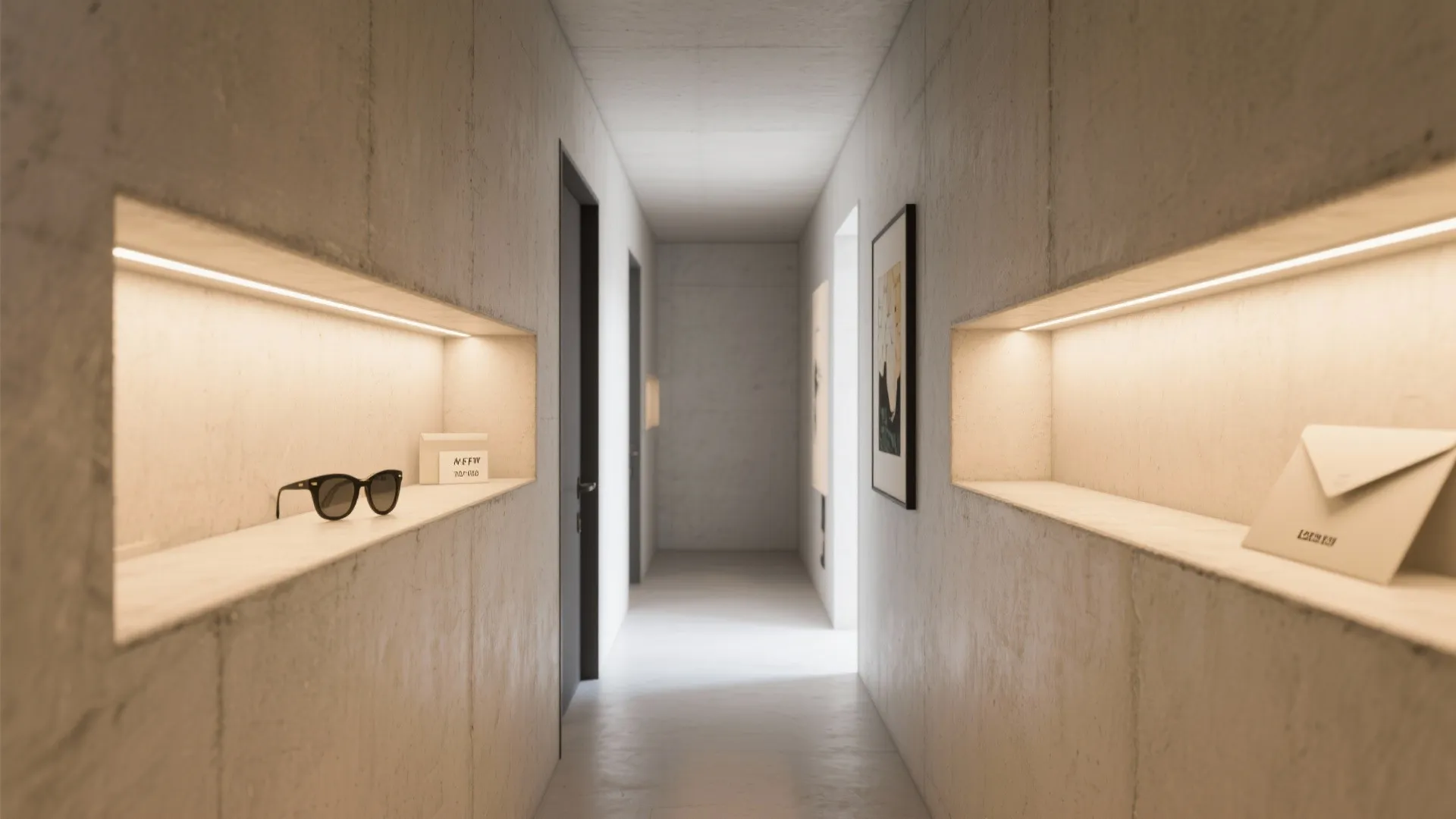 Recessed niche shelves between studs