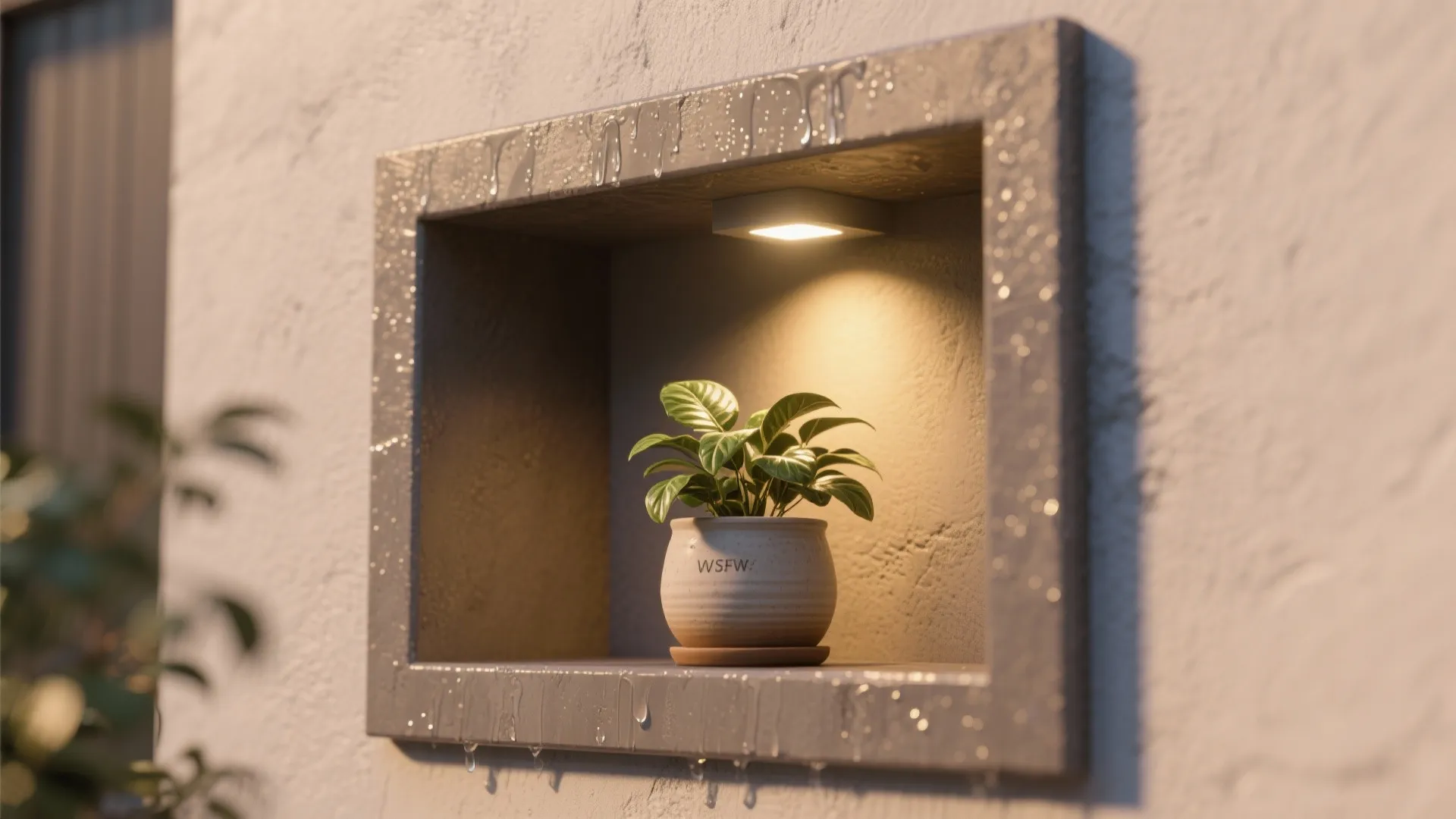 4. Recessed Niche Lights to Showcase Plants or Art