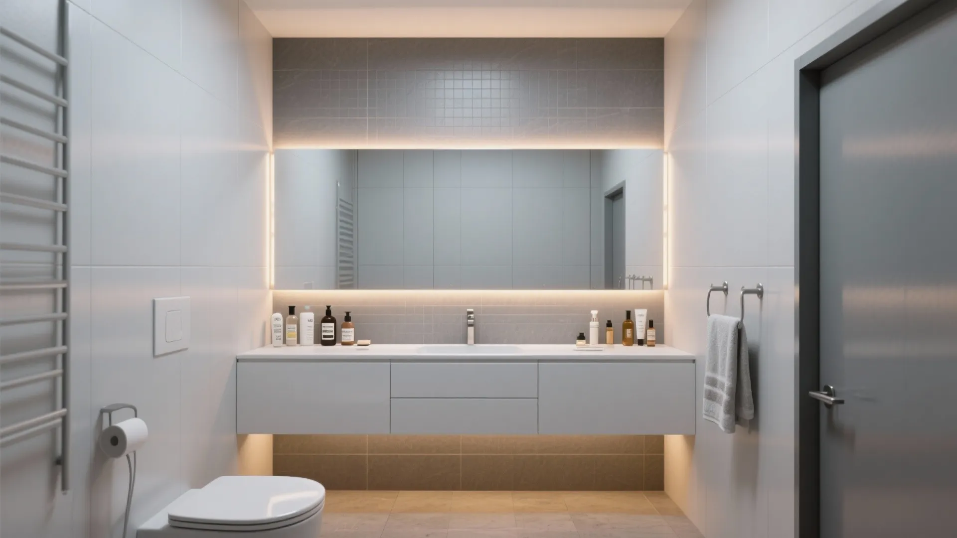5. Maximize storage with recessed niches and slim vanities