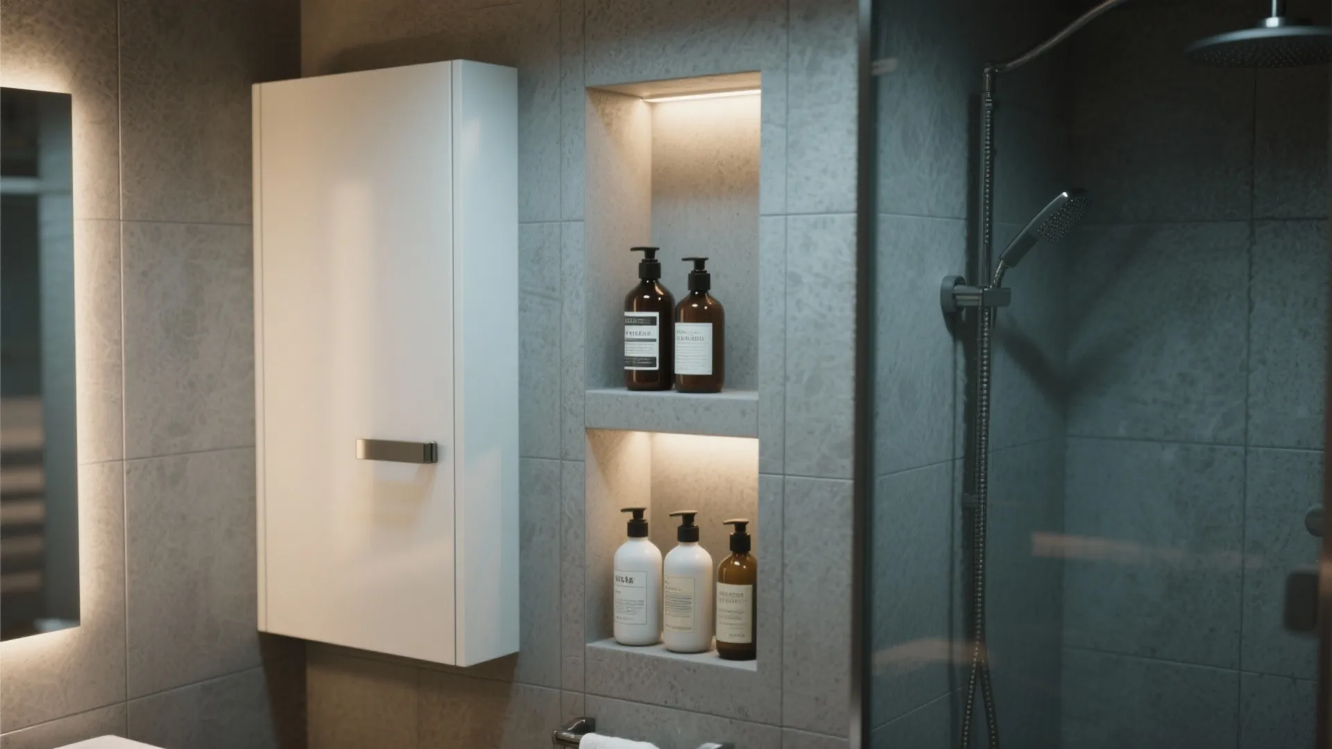 2. Recessed niches and vertical storage