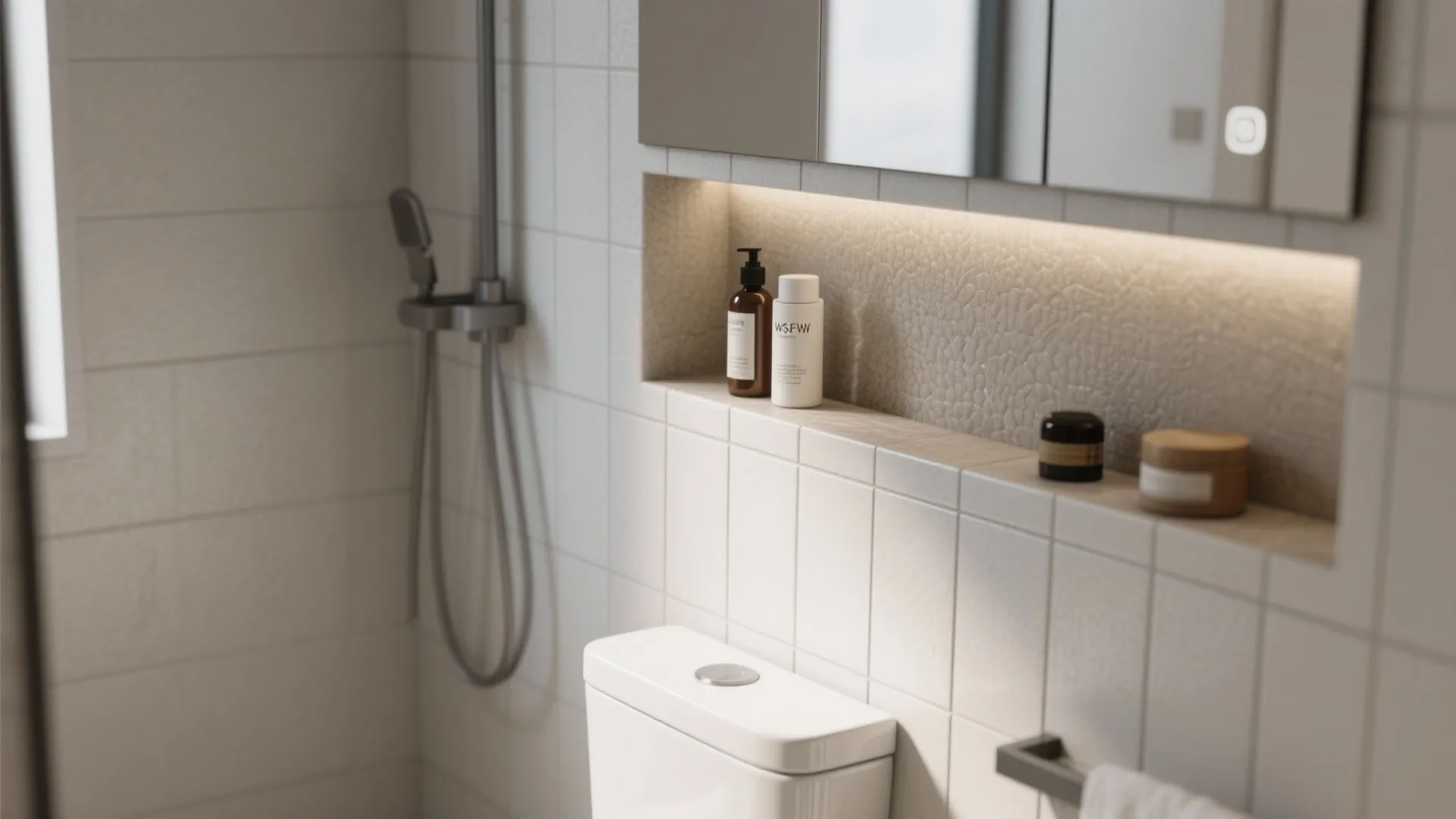 3. Go vertical with niches and recessed storage