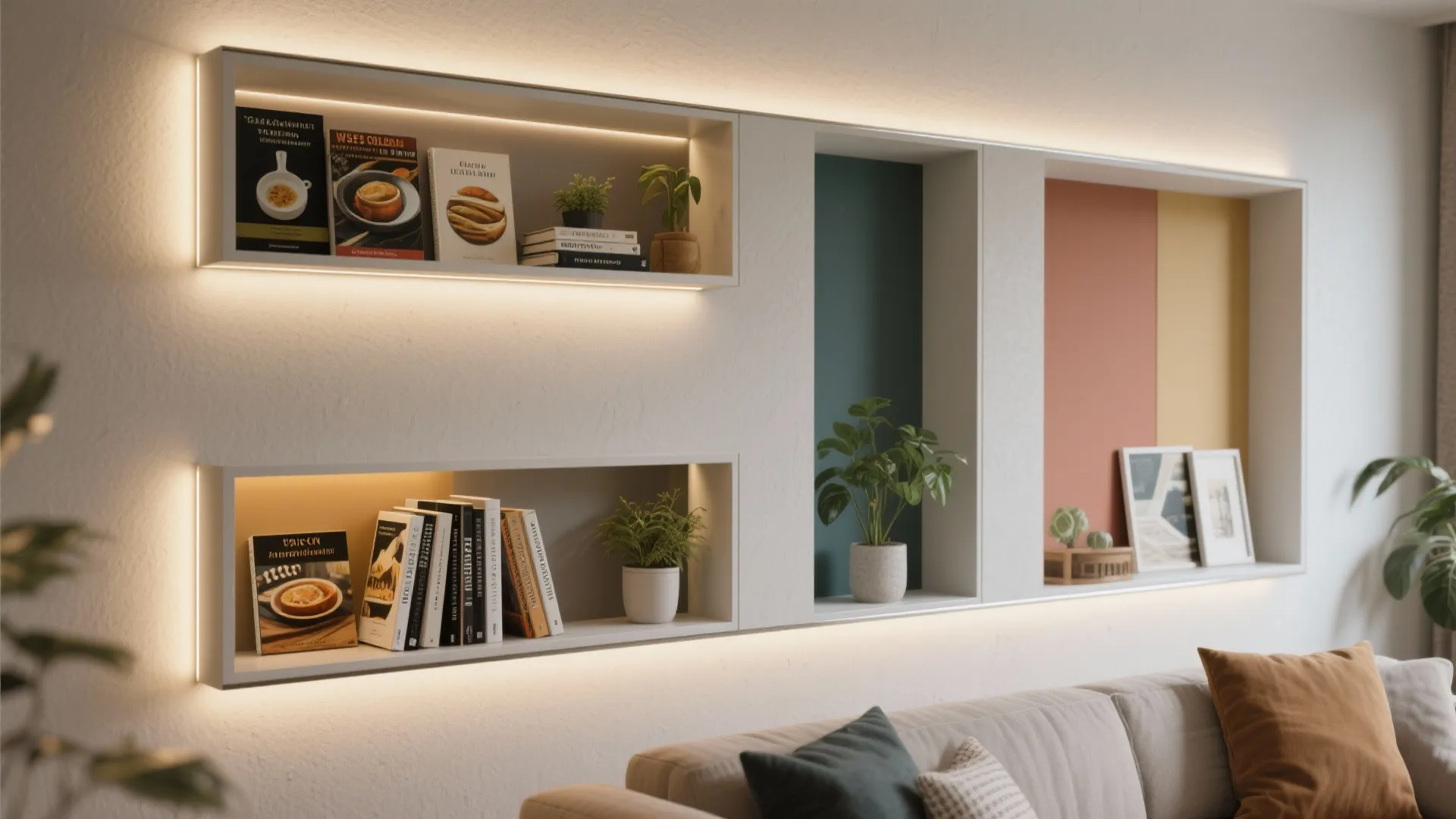 Built-in shelving cutouts
