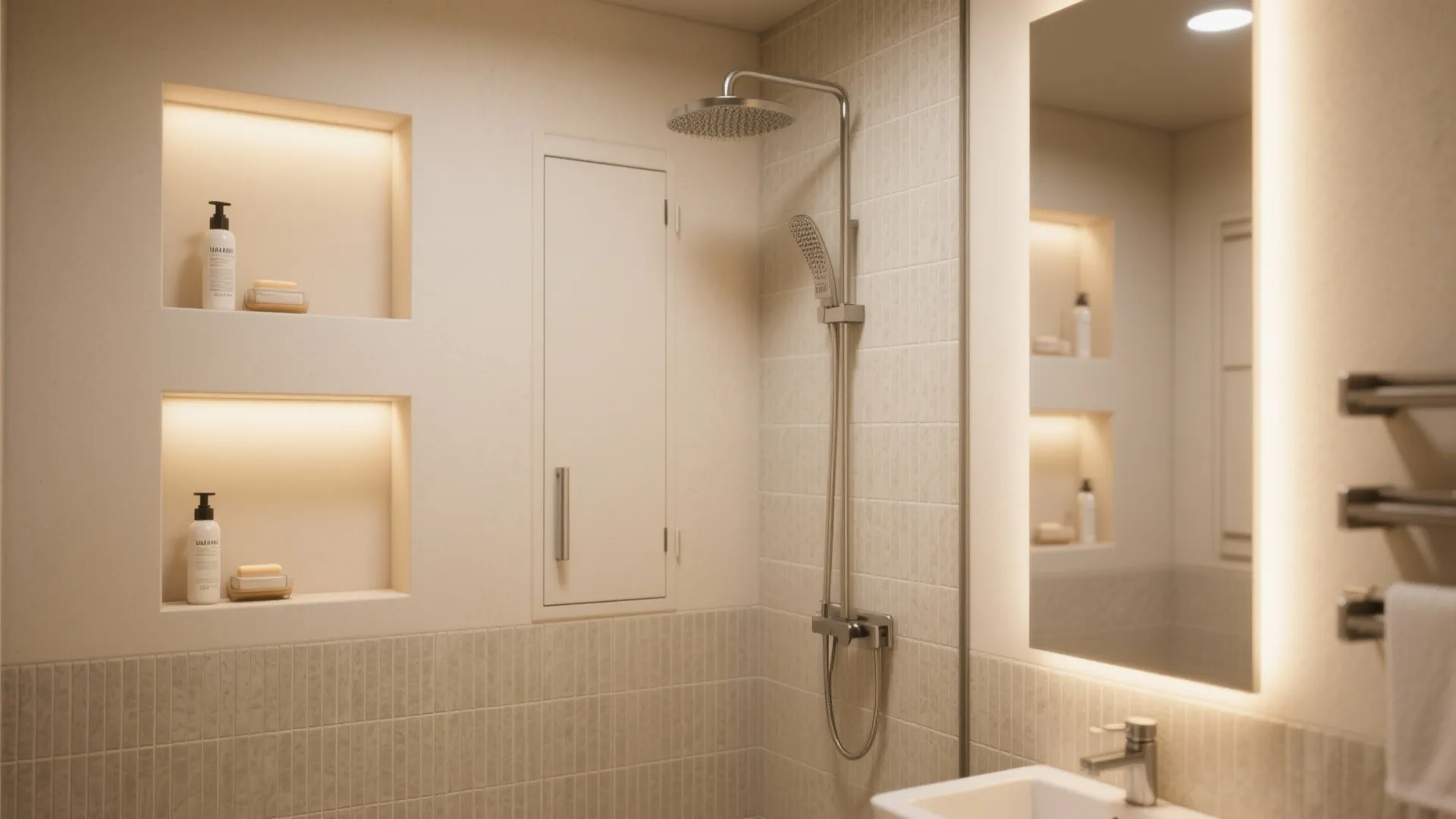 3. Recessed niches and vertical storage