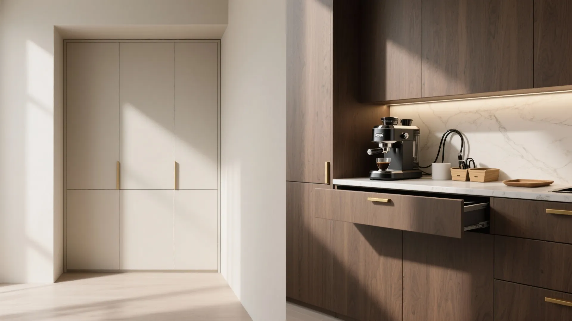 3. Recessed cabinet nook with pull-out surface