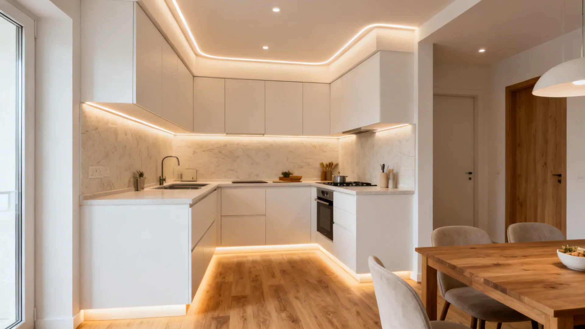 Recessed Perimeter with Soft Wash Lighting