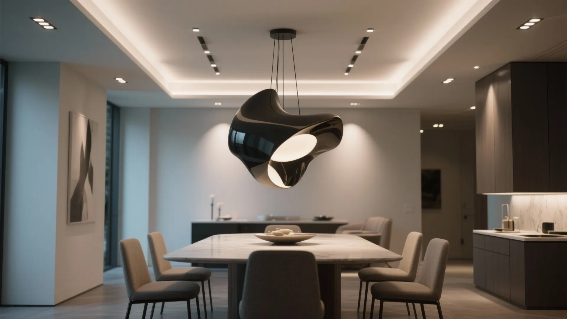 3. Recessed Ambient with a Statement Centerpiece