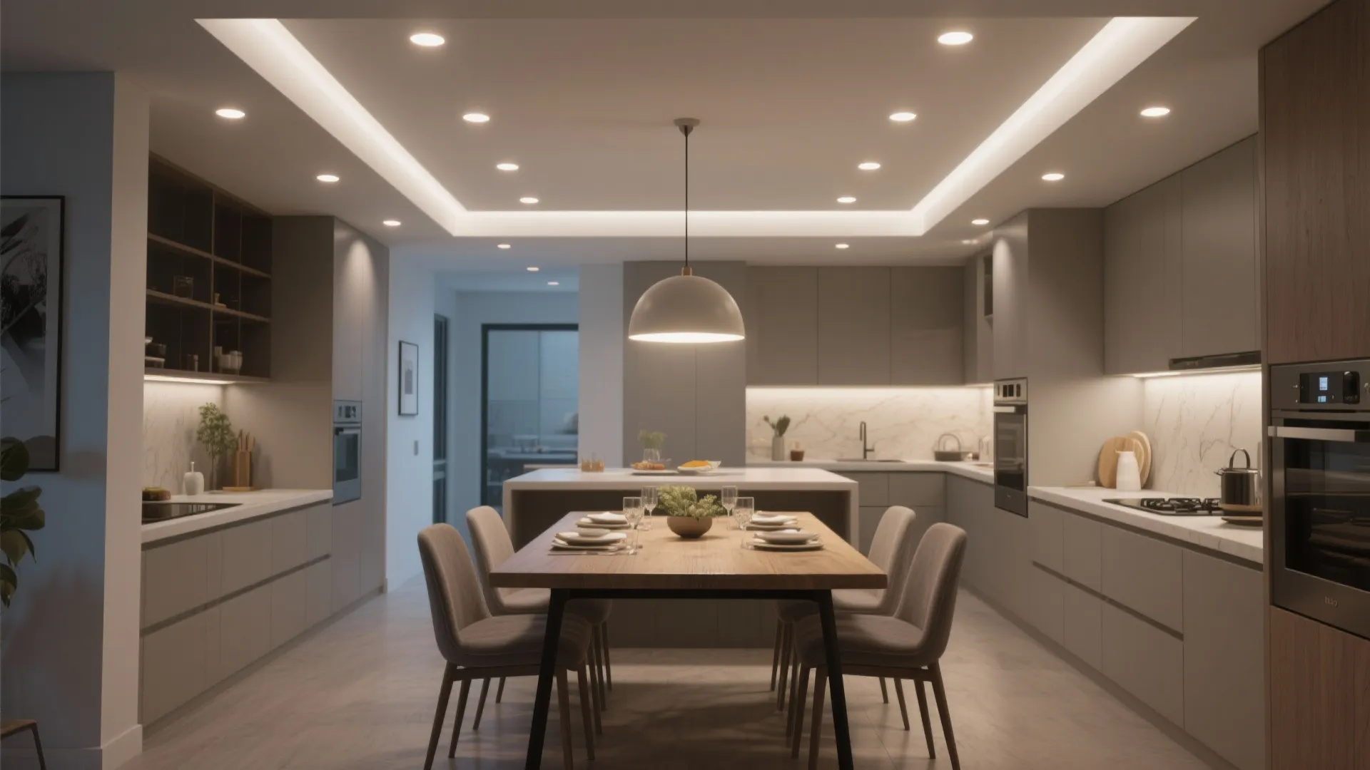 4. Recessed lights plus a central fixture for flexibility