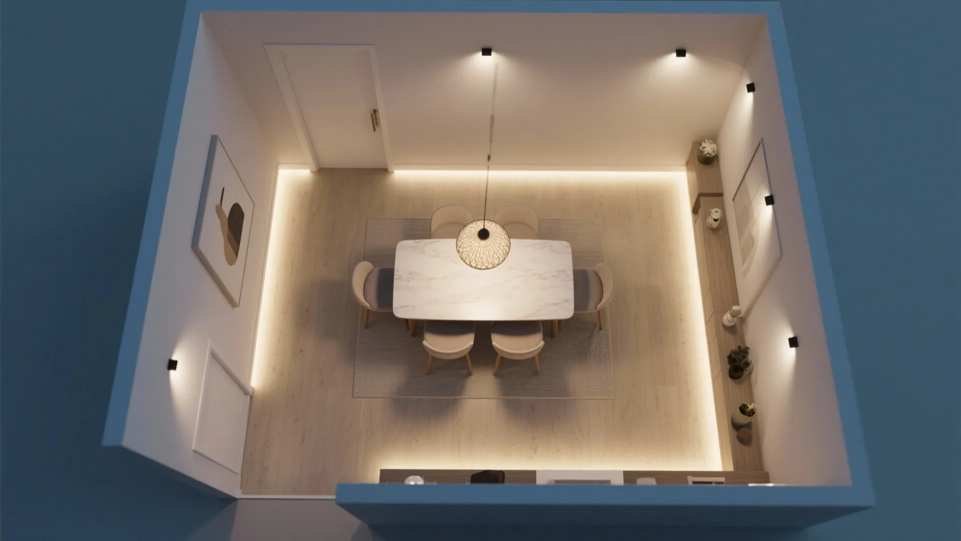 4. Recessed Lighting with a Statement Fixture