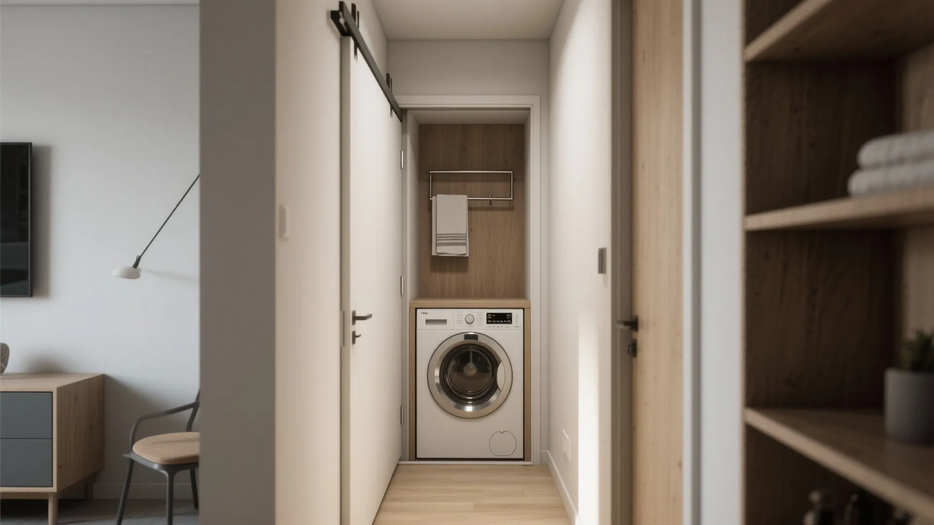 1. Classic recessed pocket door for tight corridors