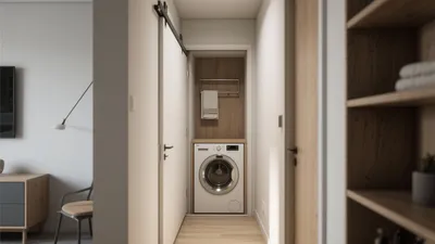 Compact Laundry Nook with Modern Storage