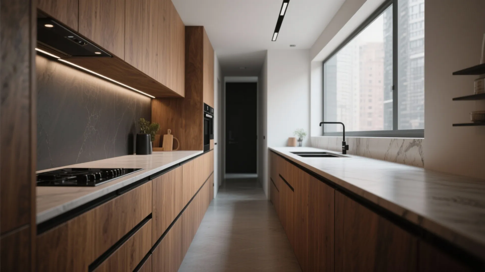 3. Integrated recessed pulls for flush, space-saving design