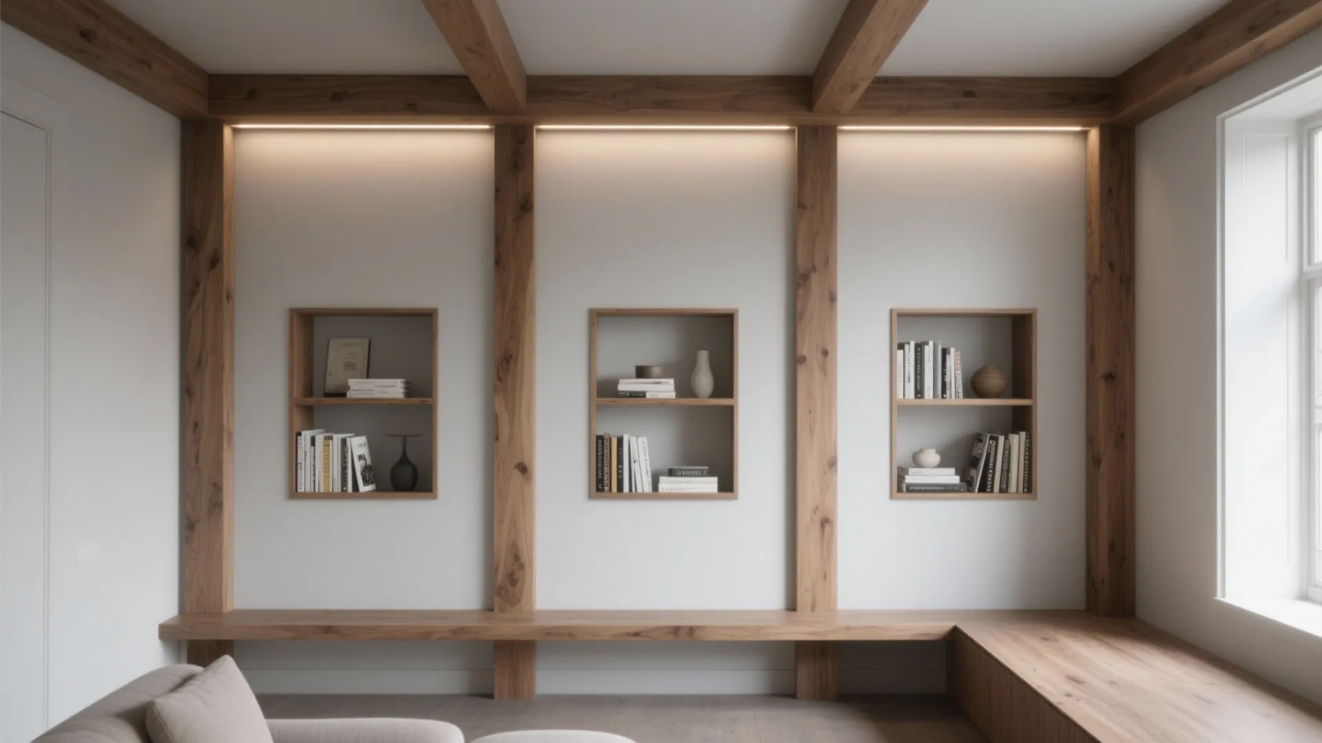 Framed Wall with Recessed Shelving