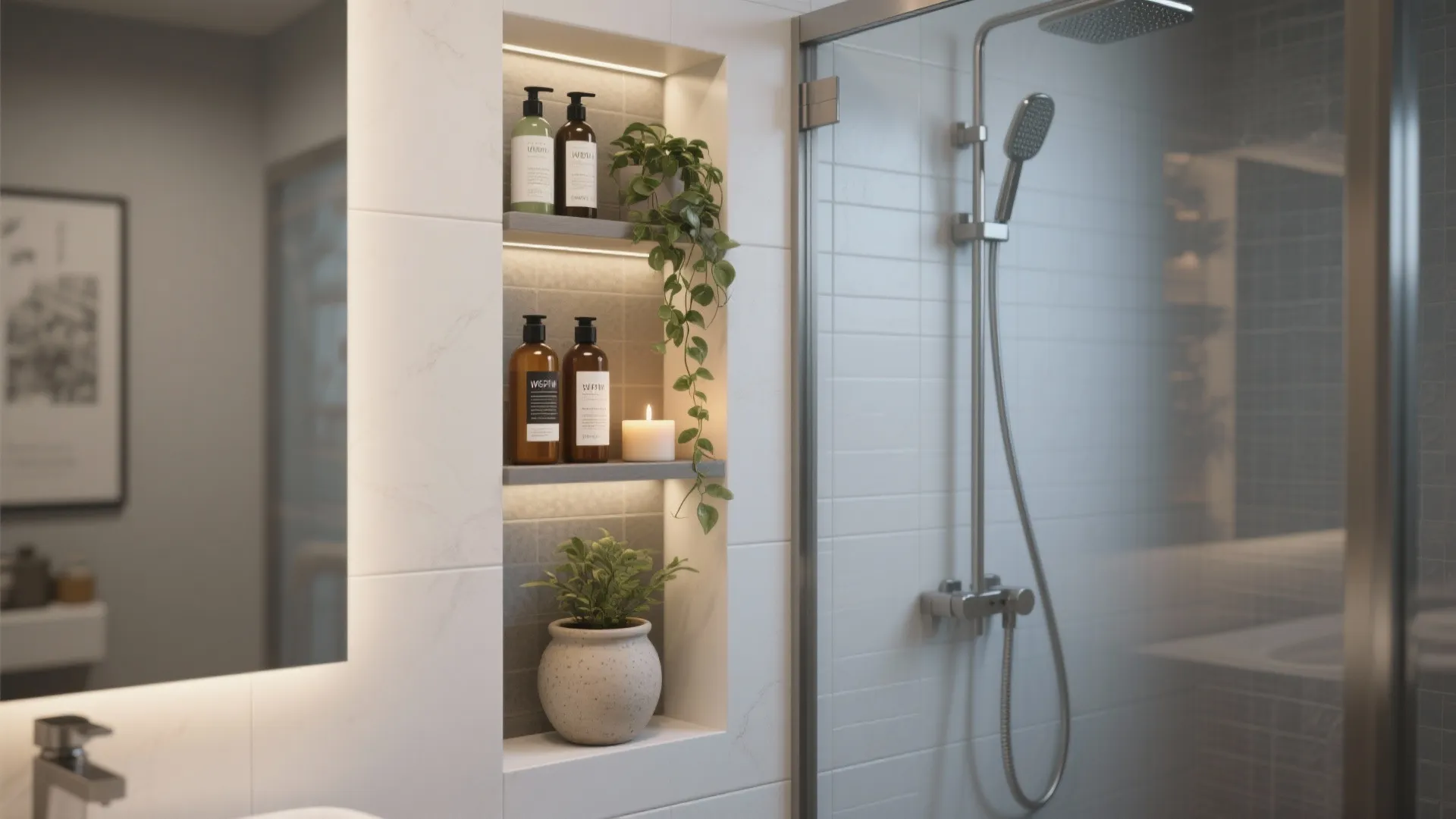1. Vertical Storage with Recessed Shelves