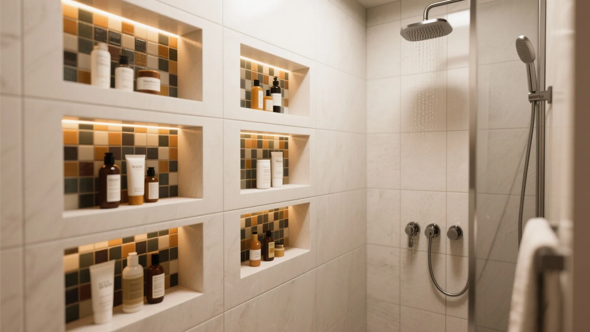8. Recessed Shelving in Shower