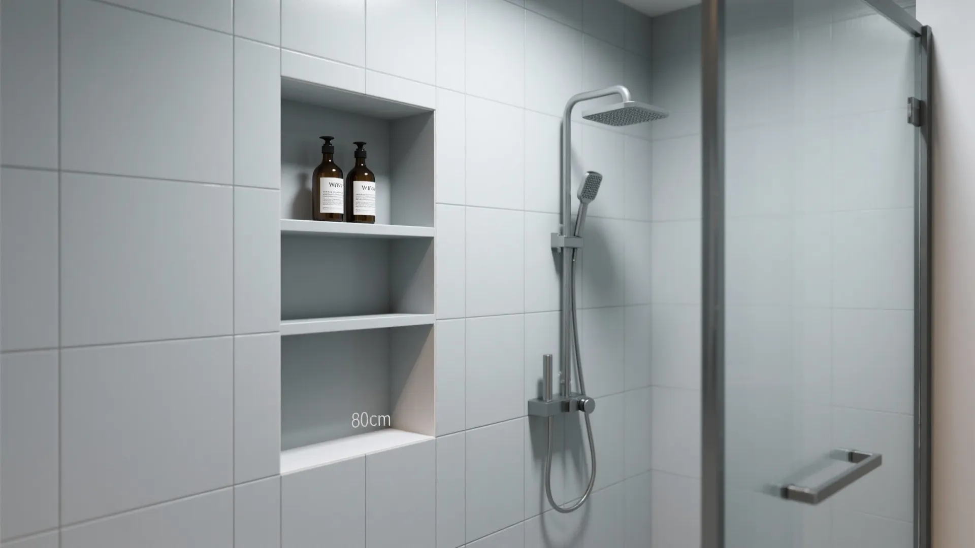 Recessed shower niches for zero-protrusion storage