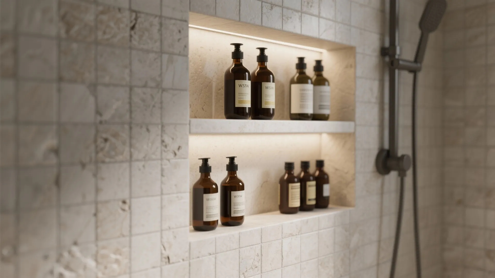 4. Recessed Shelves in the Shower