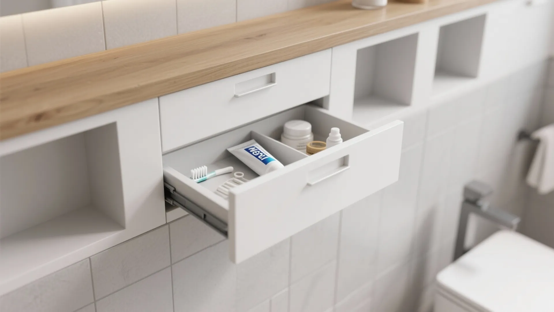 Built-in Niches with Slim Drawer Fronts