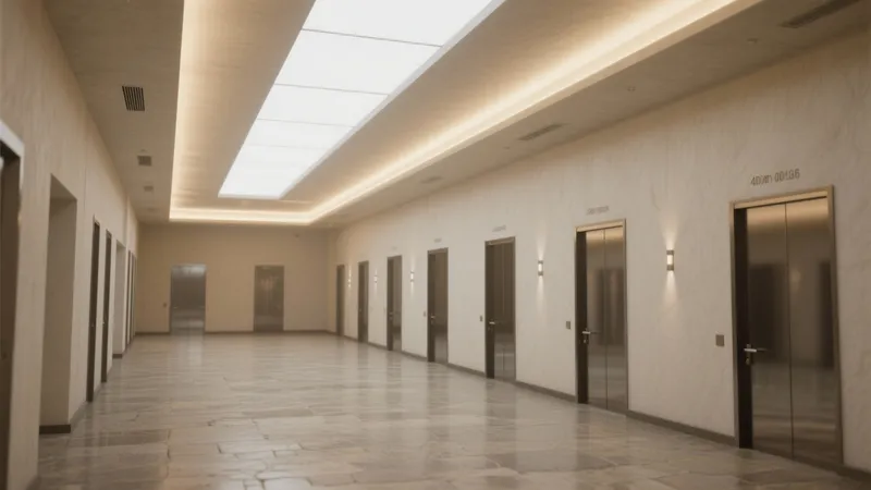 Modern Commercial Hallway Design with Sleek Finishes