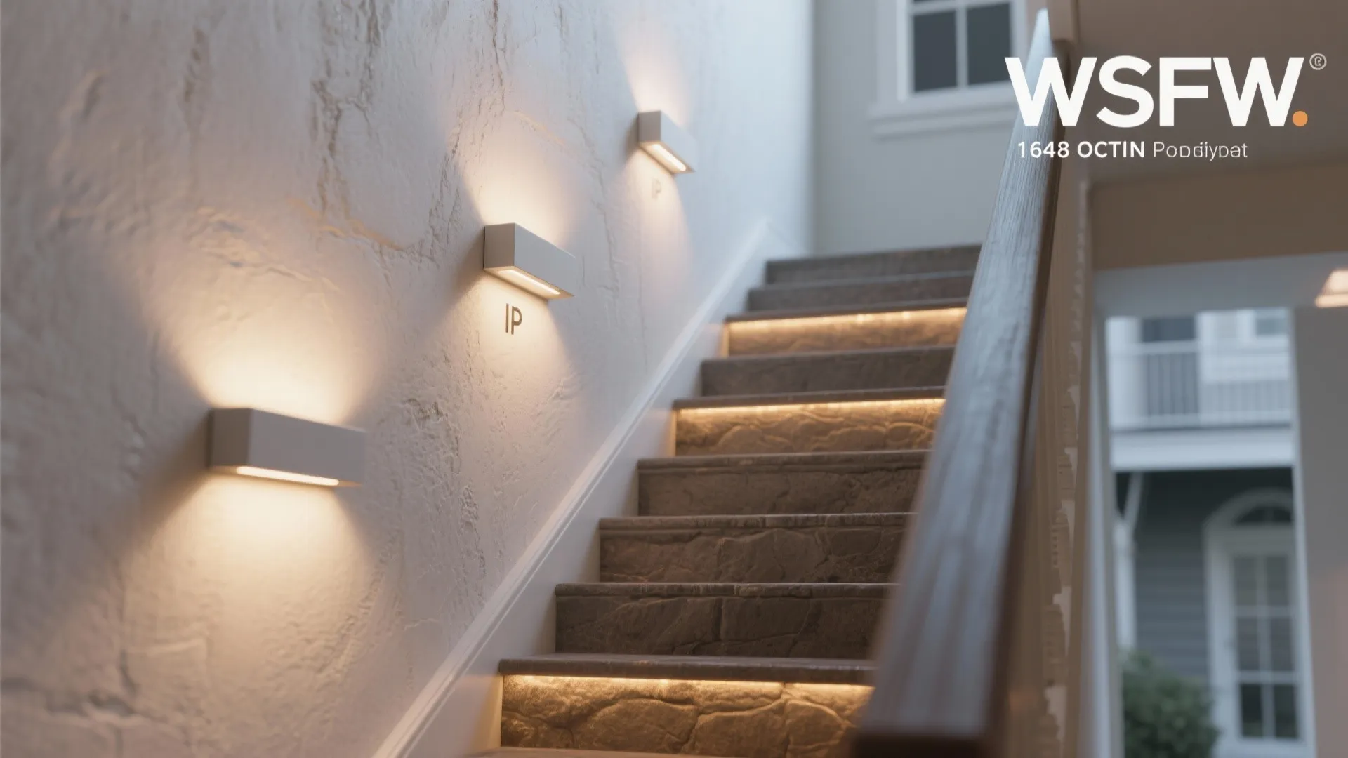 2. Low-profile recessed wall lights at tread height