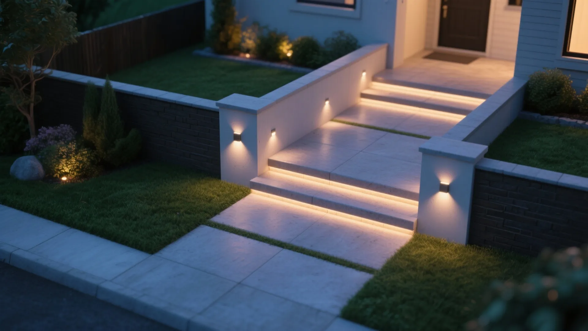 3. Recessed wall lights for steps and pathways