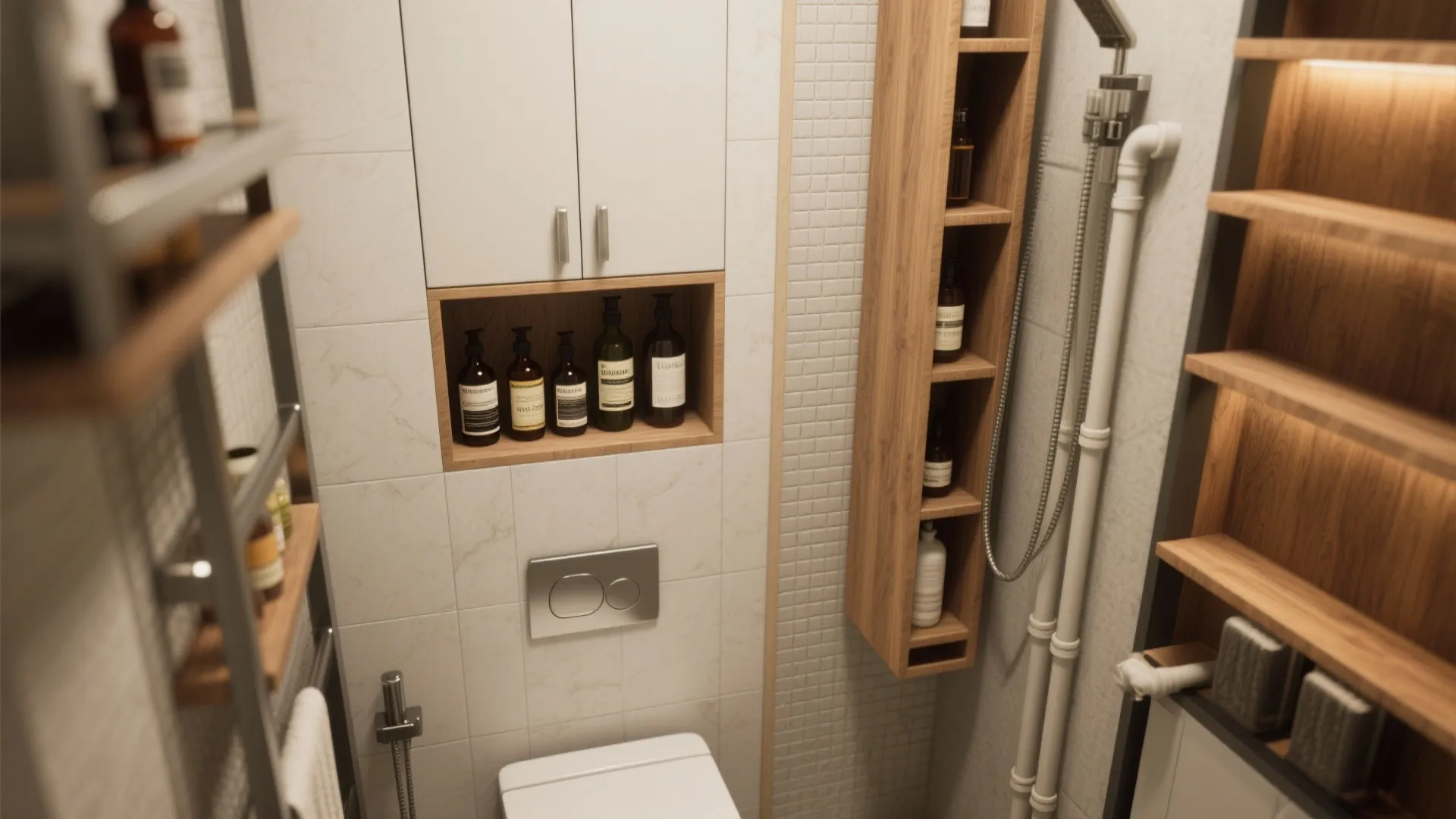 3. Go vertical with recessed niches and cabinetry