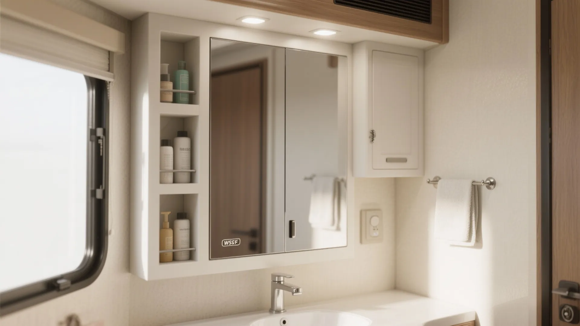4. Integrated Storage and Mirror Cabinets