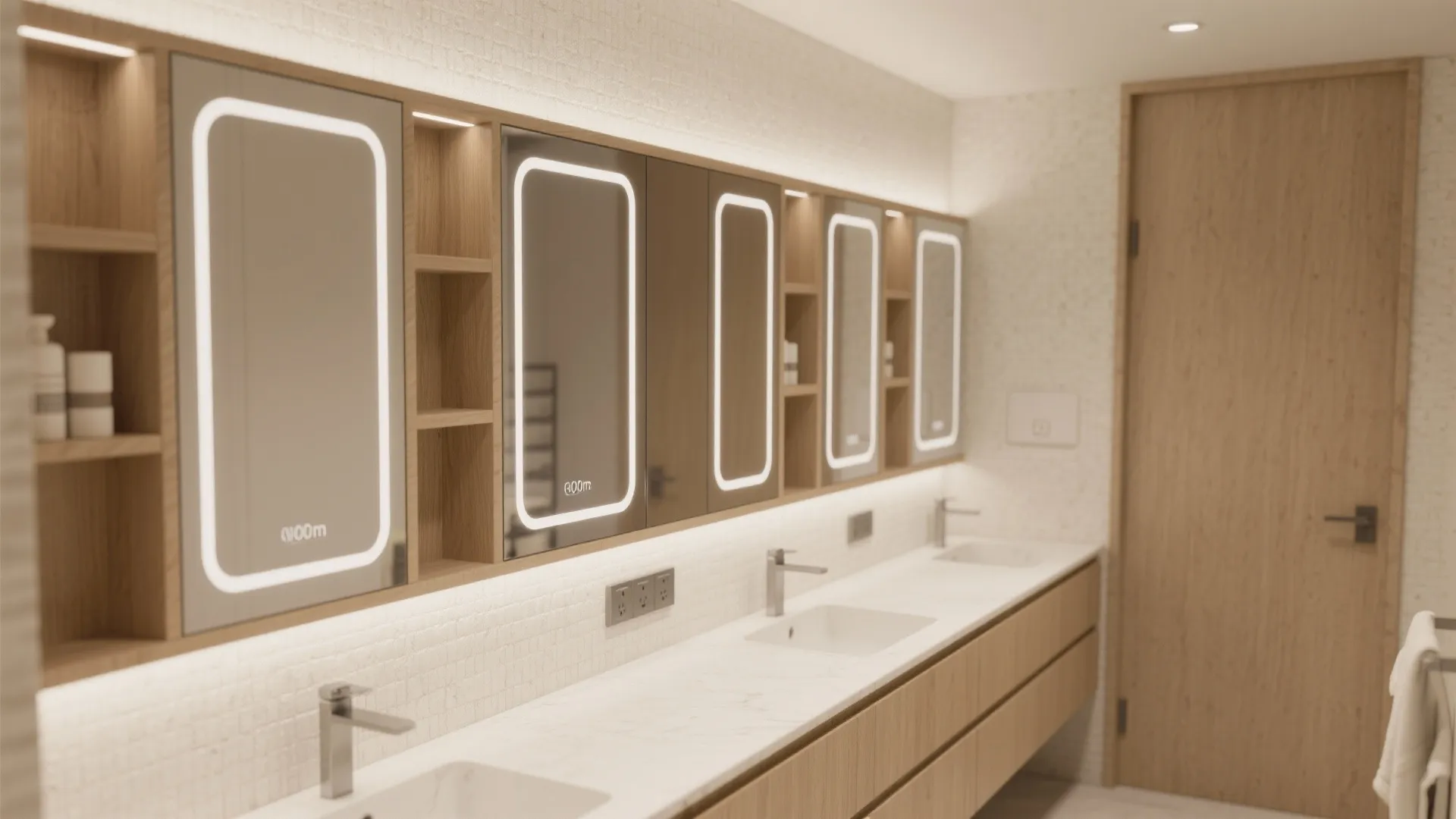 1) Minimal, medicine-cabinet-led storage walls