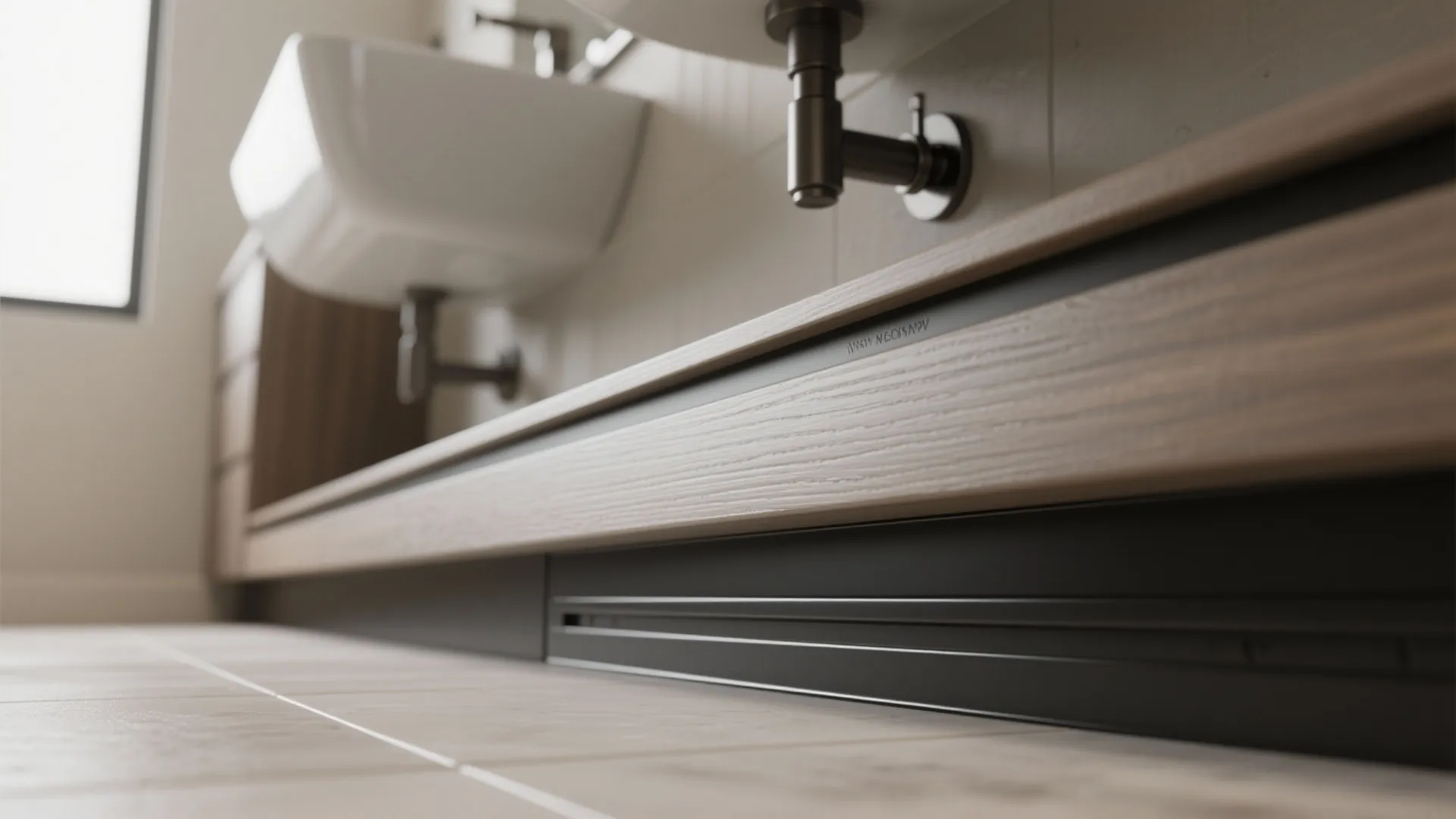 5. Integrated toe-kick or recessed trim with vanity tie-ins