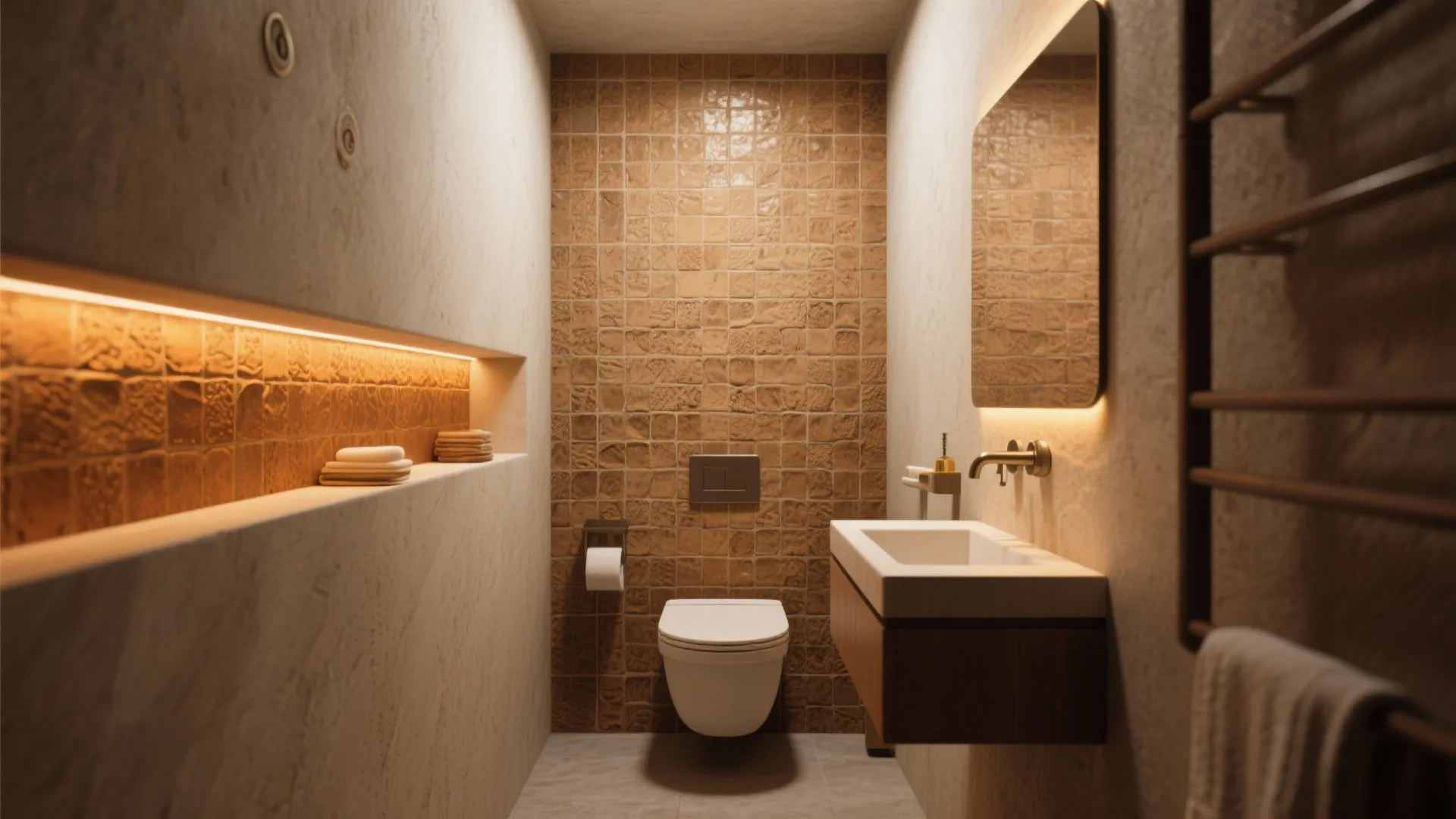 2. Recessed wall washers to accent tile and save space