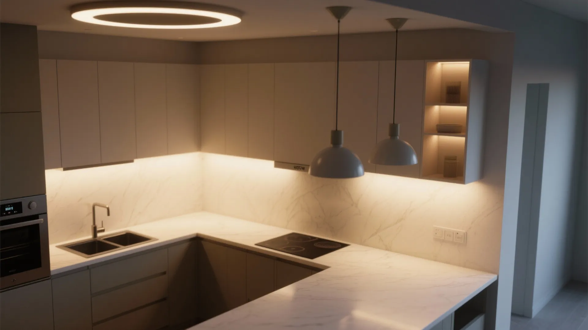 5. Recessed wall washers with mid-century accents