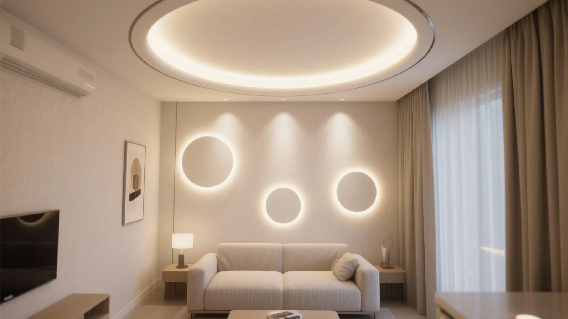 3. Recessed Round Wall Washers in Small Living Areas