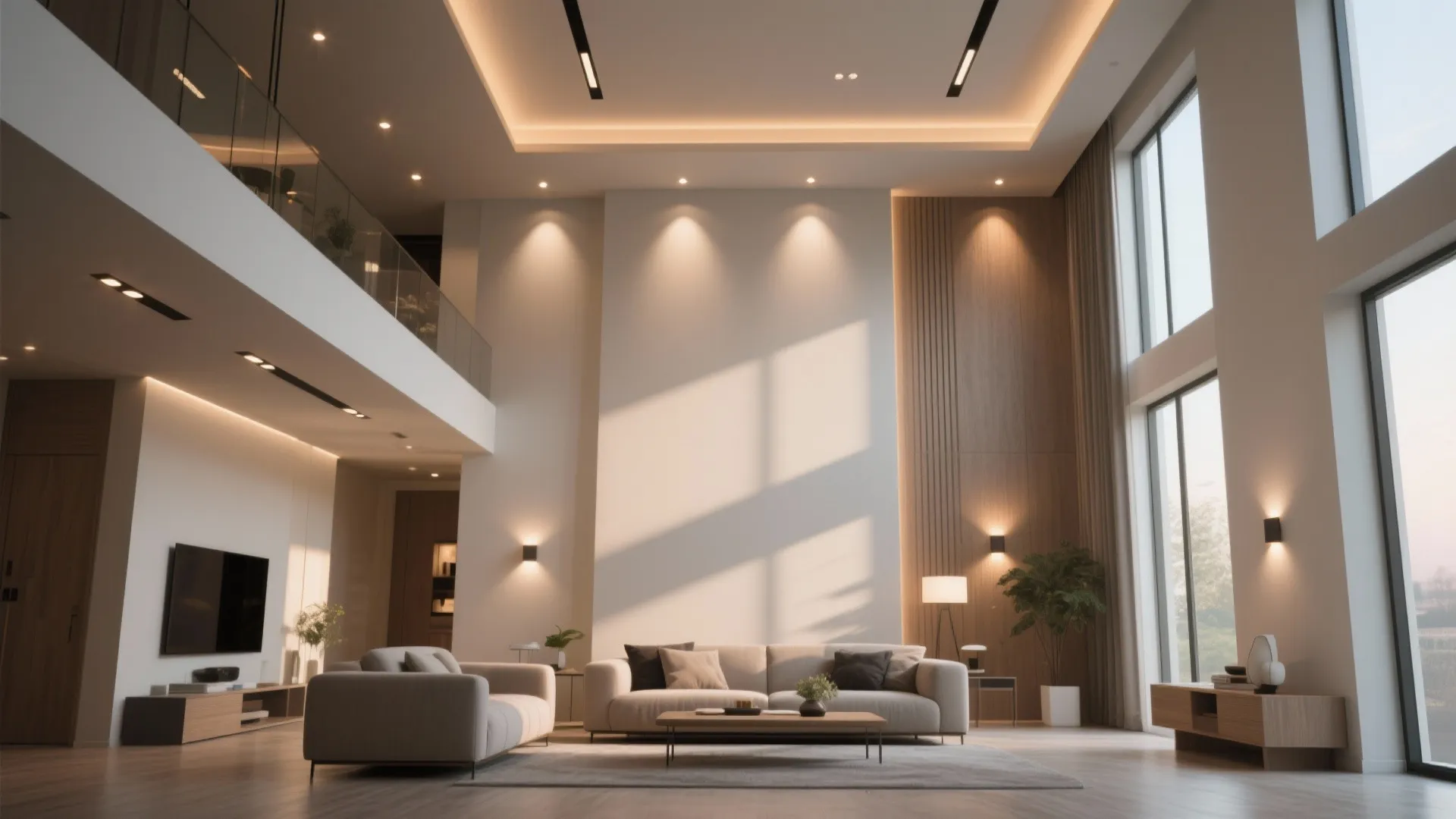 2. Recessed and wash lights to balance verticality