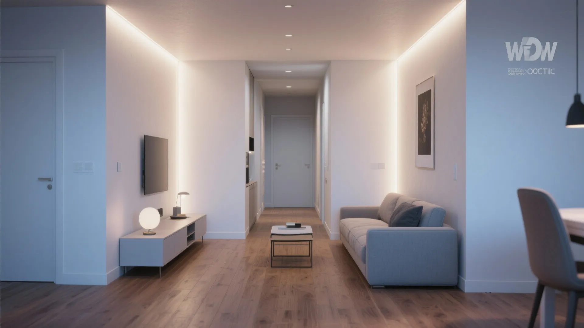 4. Recessed LED wall washers to widen narrow rooms