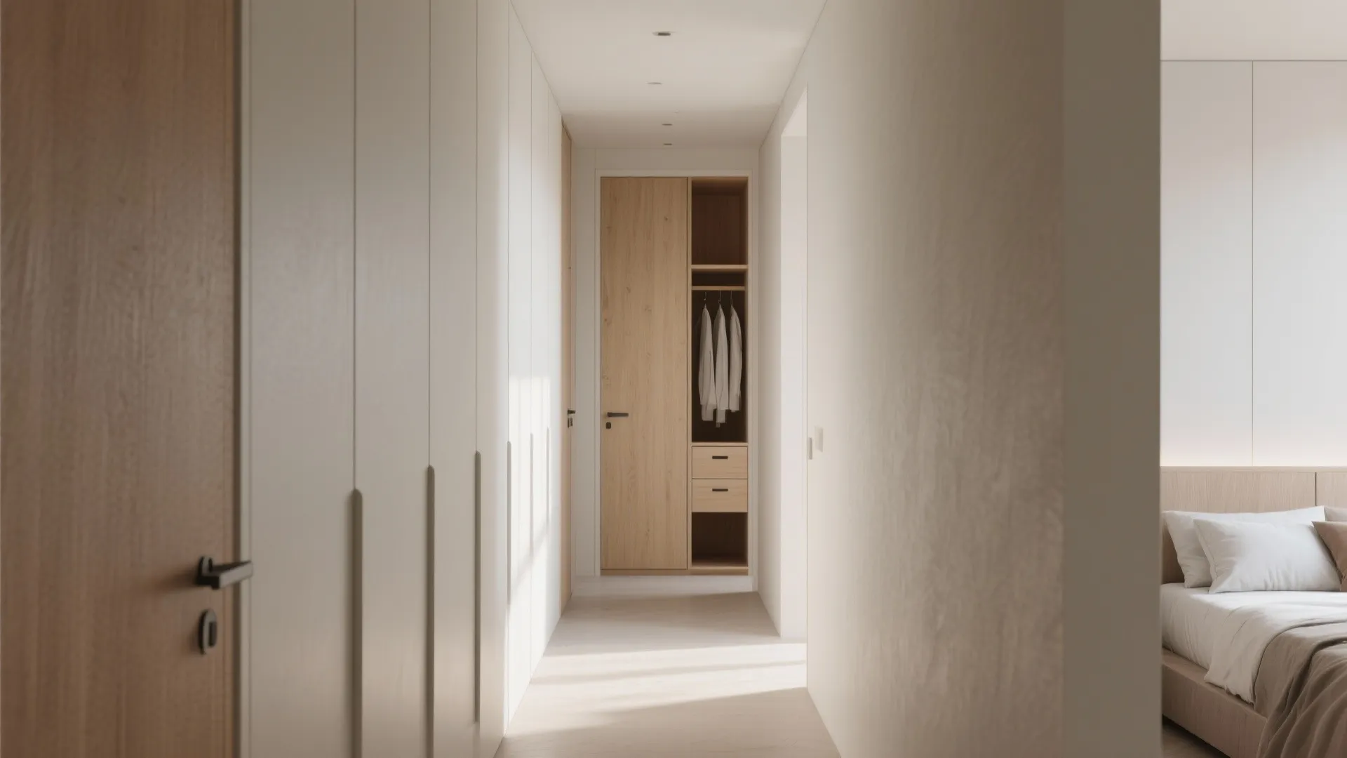 3. Slim wardrobes with recessed doors