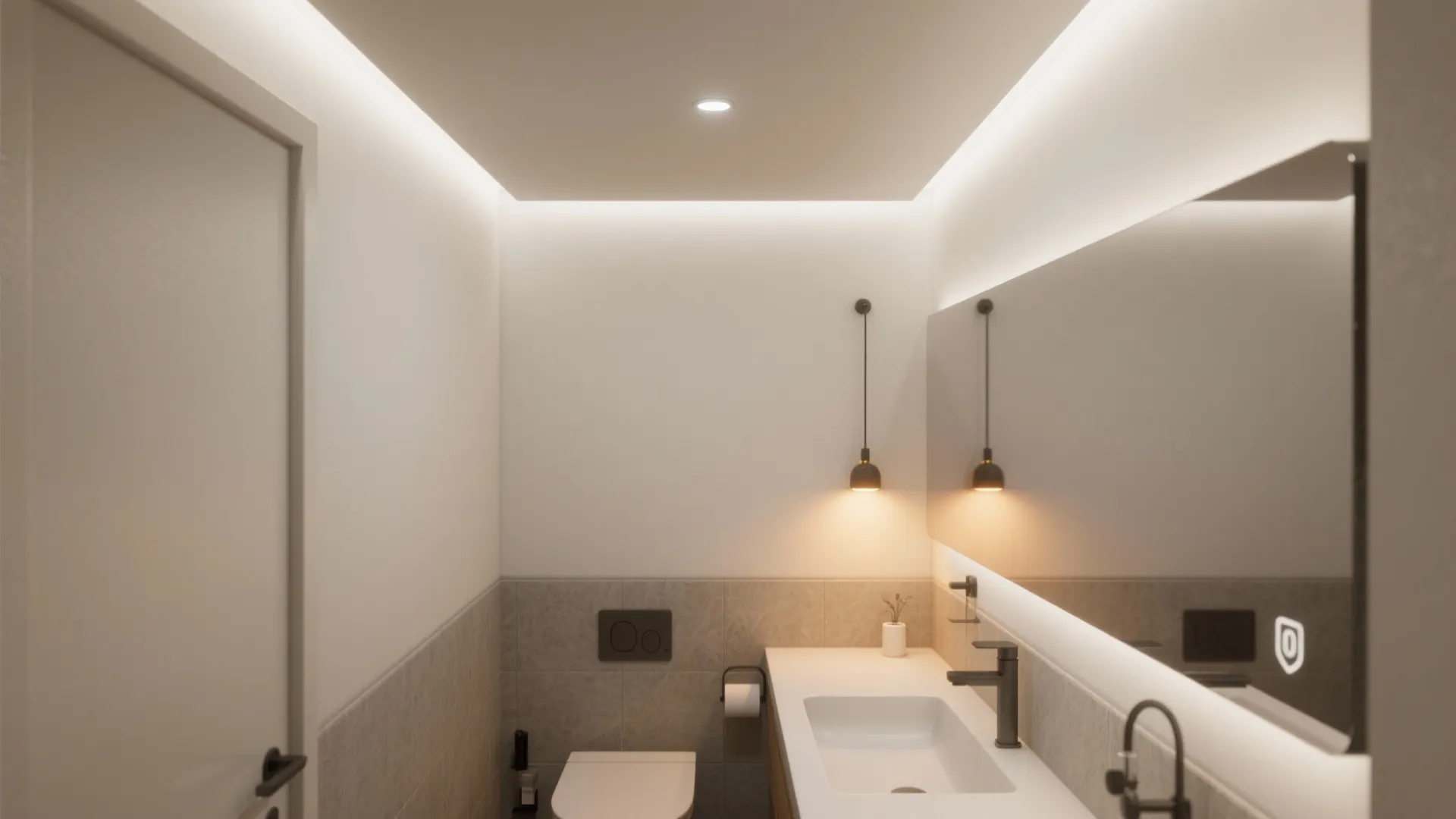 3. Recessed Vanity Lighting with White Trim