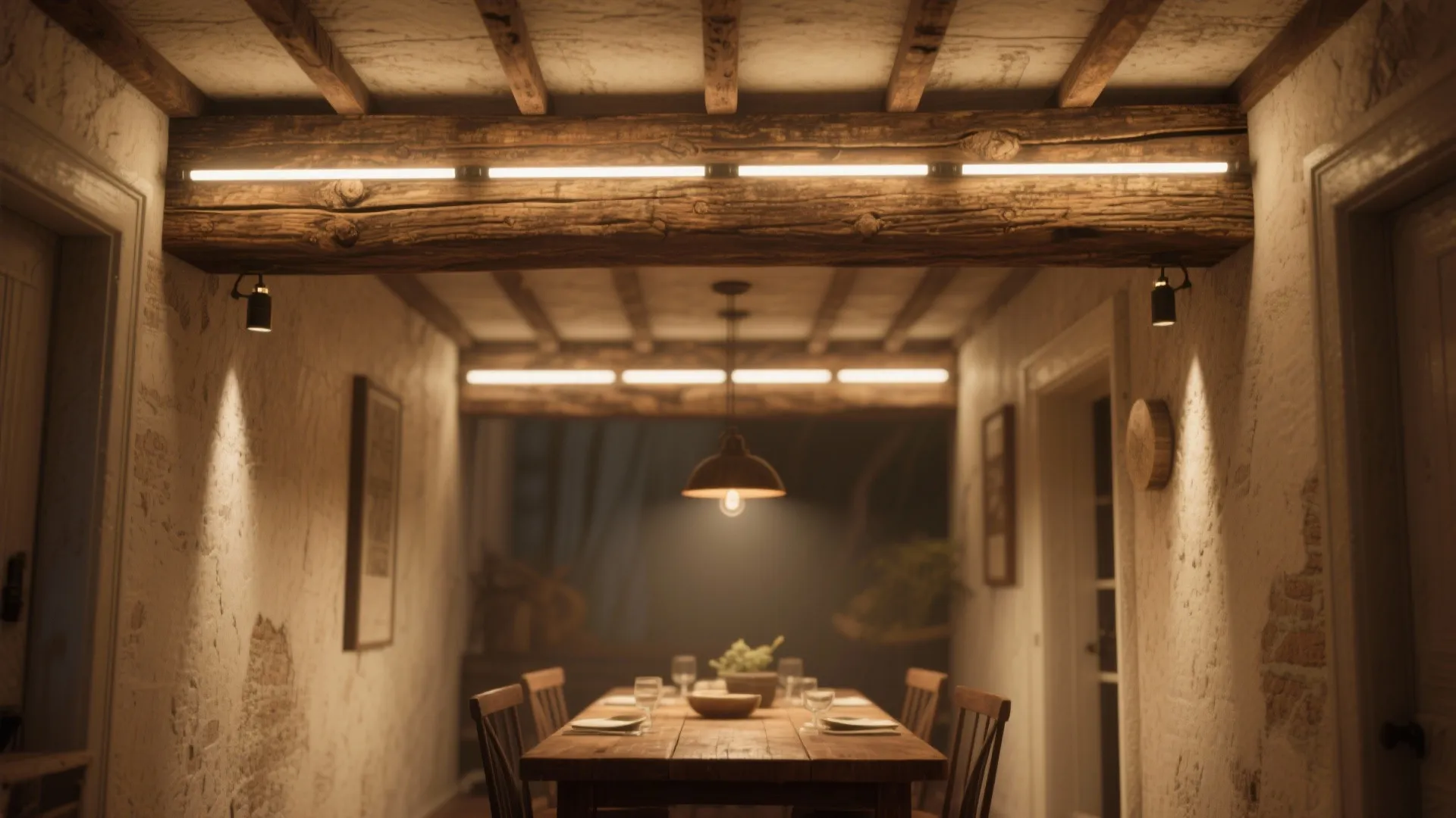 3. Reclaimed Wood Beam with Integrated Lights