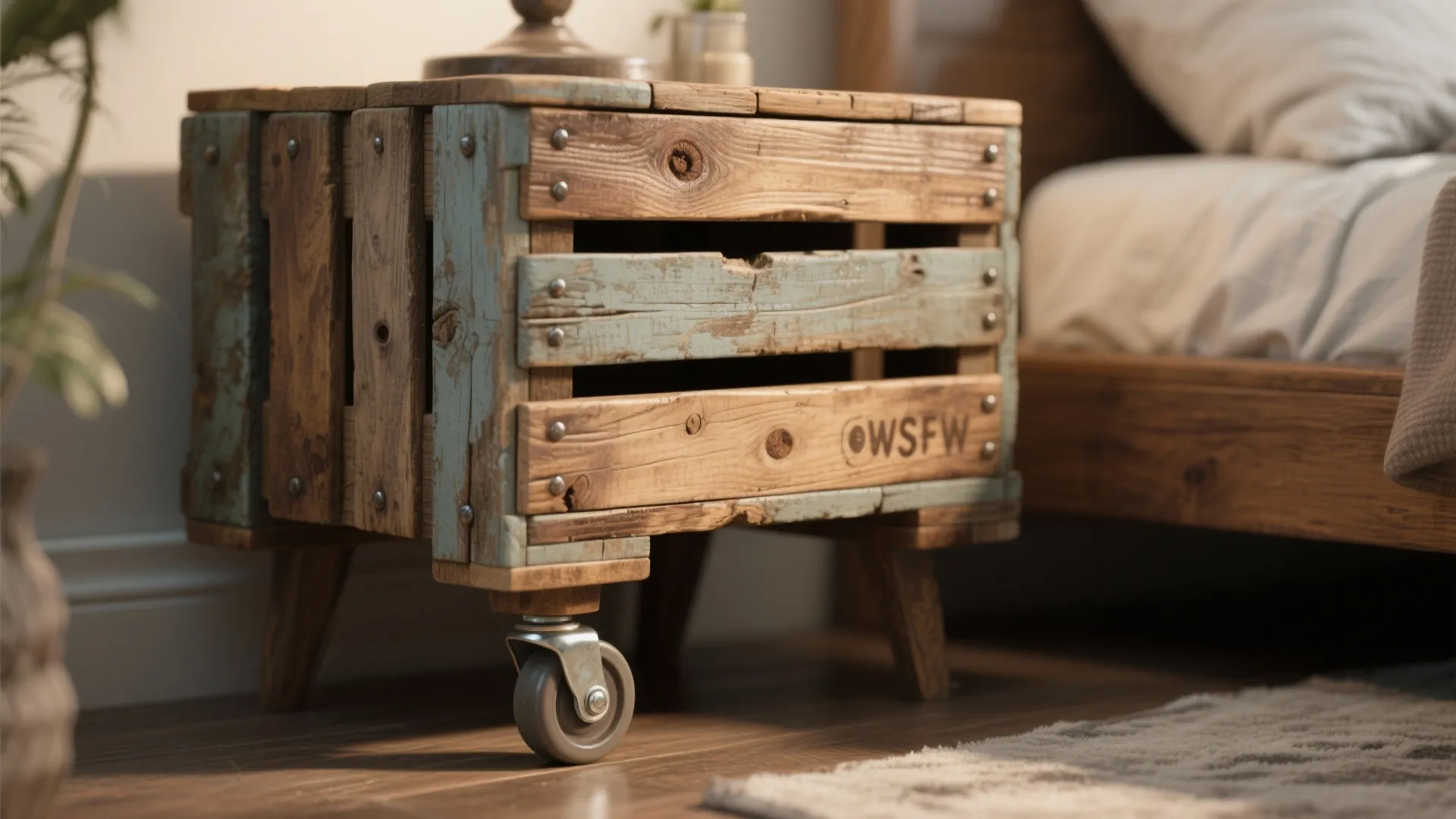 2. Reclaimed wood crate nightstand