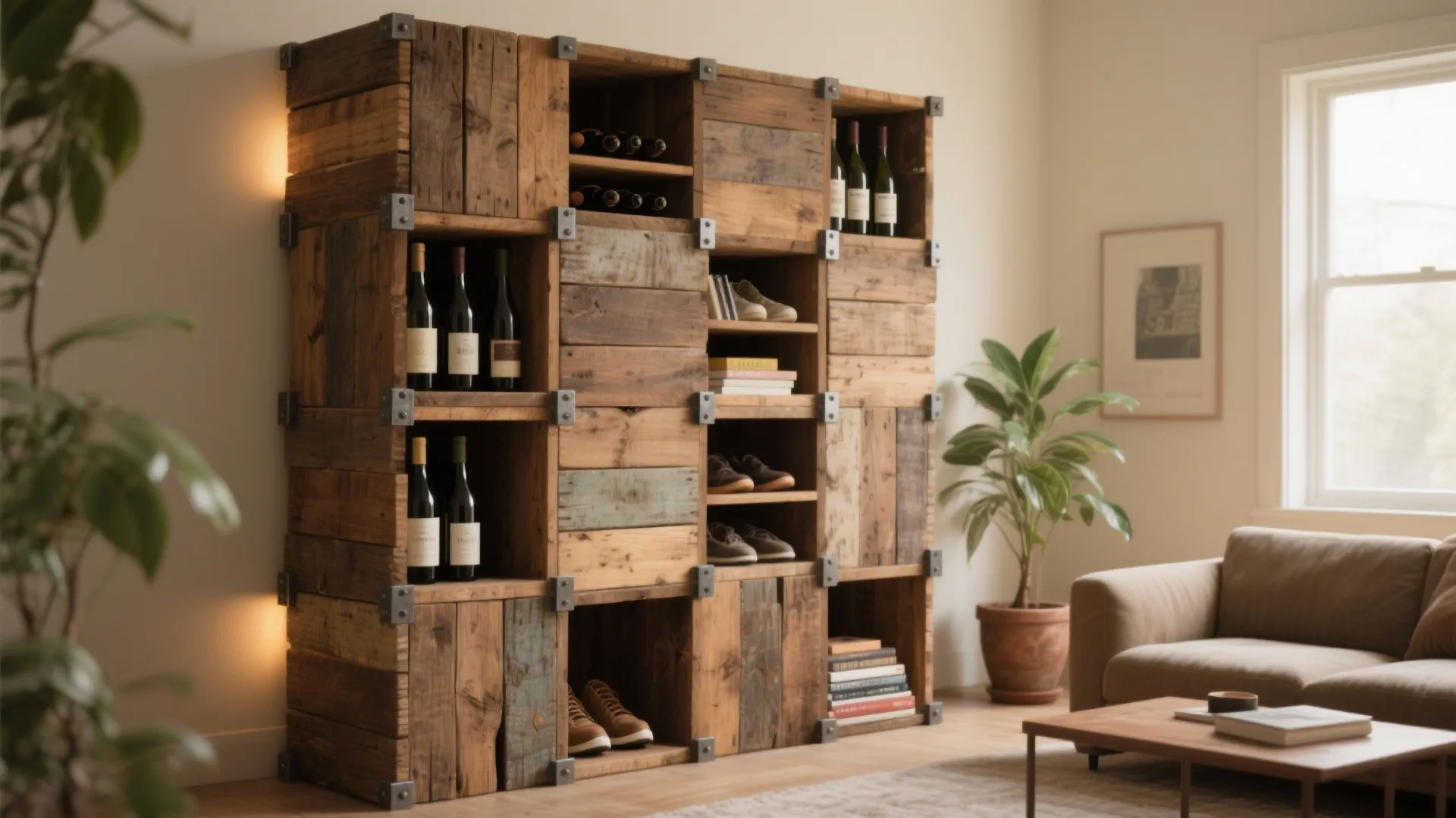 2. Reclaimed-wood cube stack