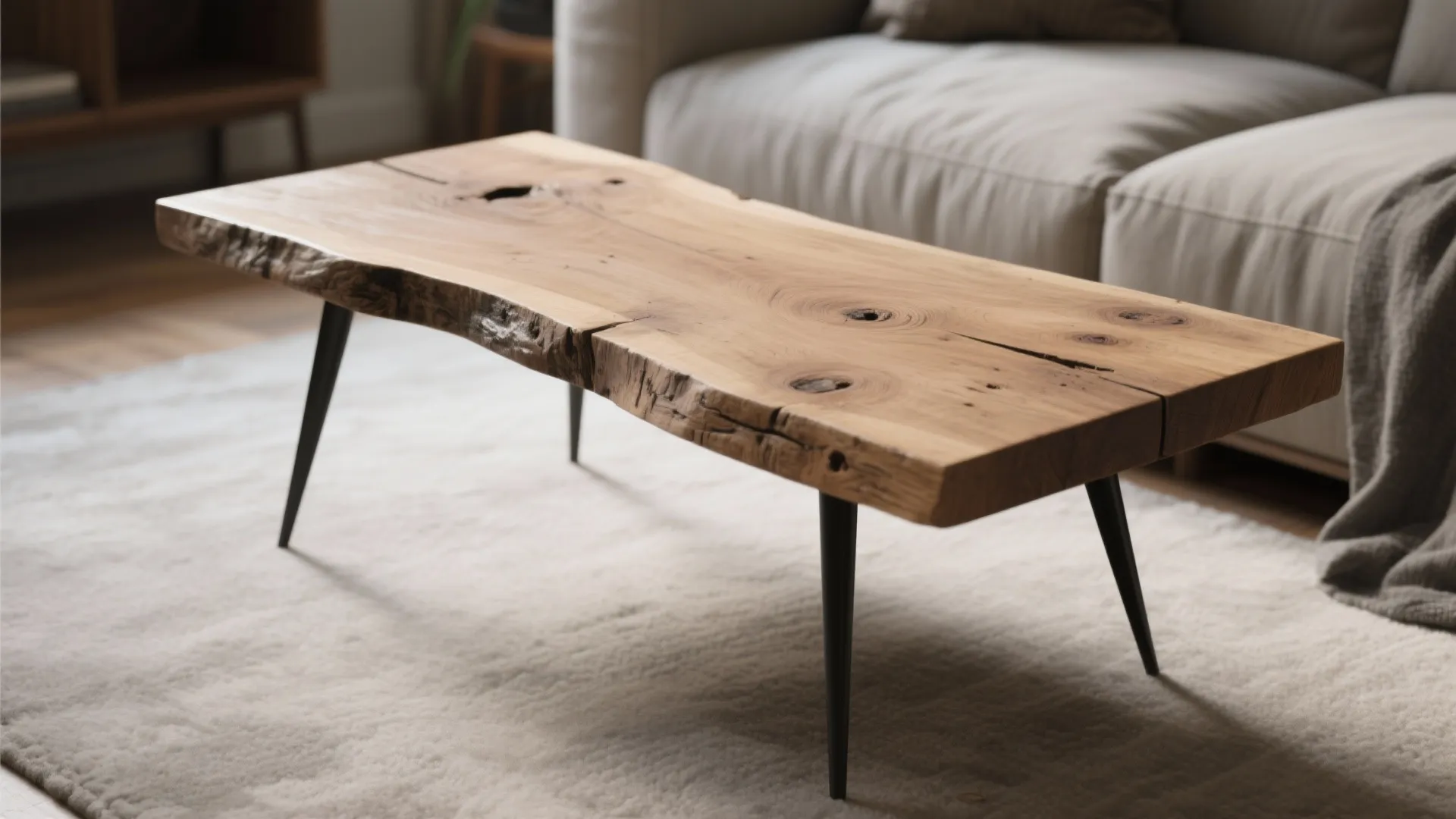 1. Reclaimed Wood Slab with Hairpin Legs