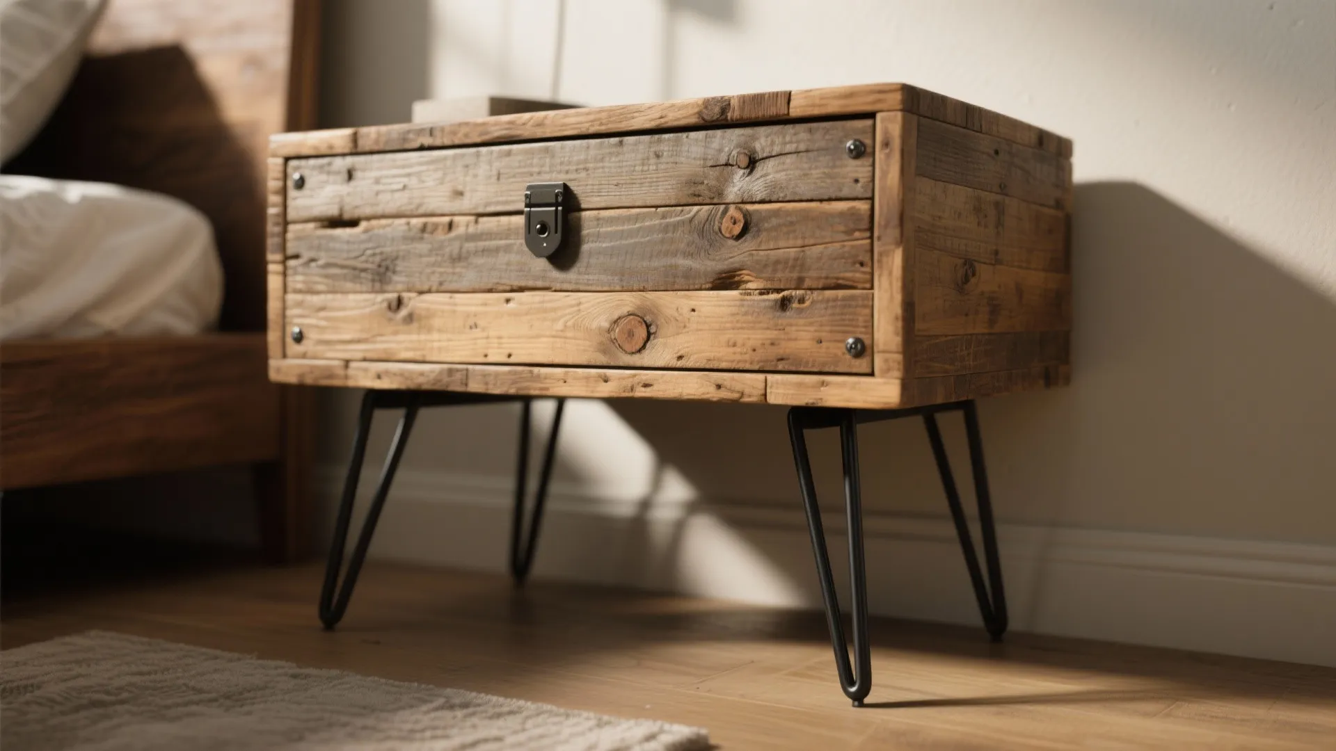 3. Reclaimed Wood Box with Hairpin Legs